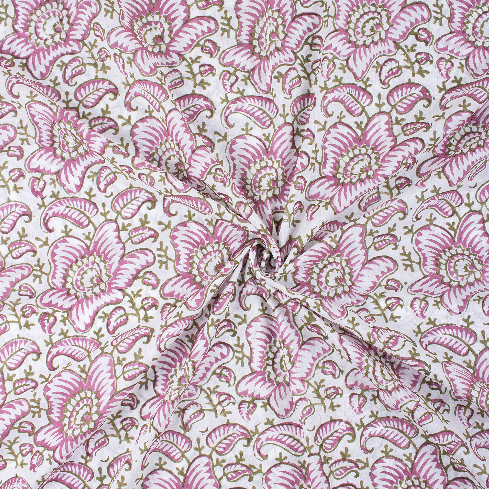 Pink Floral Print Cotton Fabric