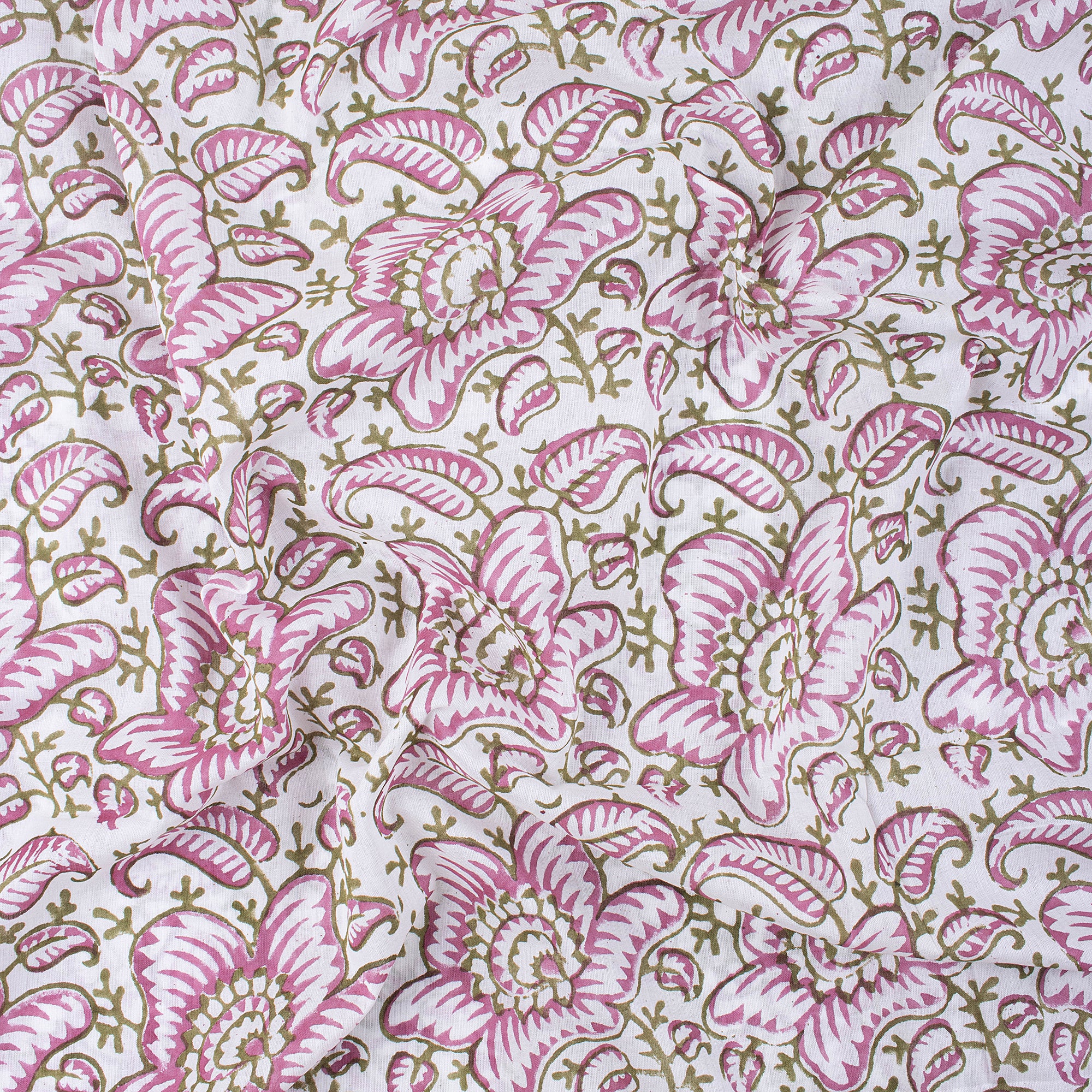 Pink Floral Print Cotton Fabric