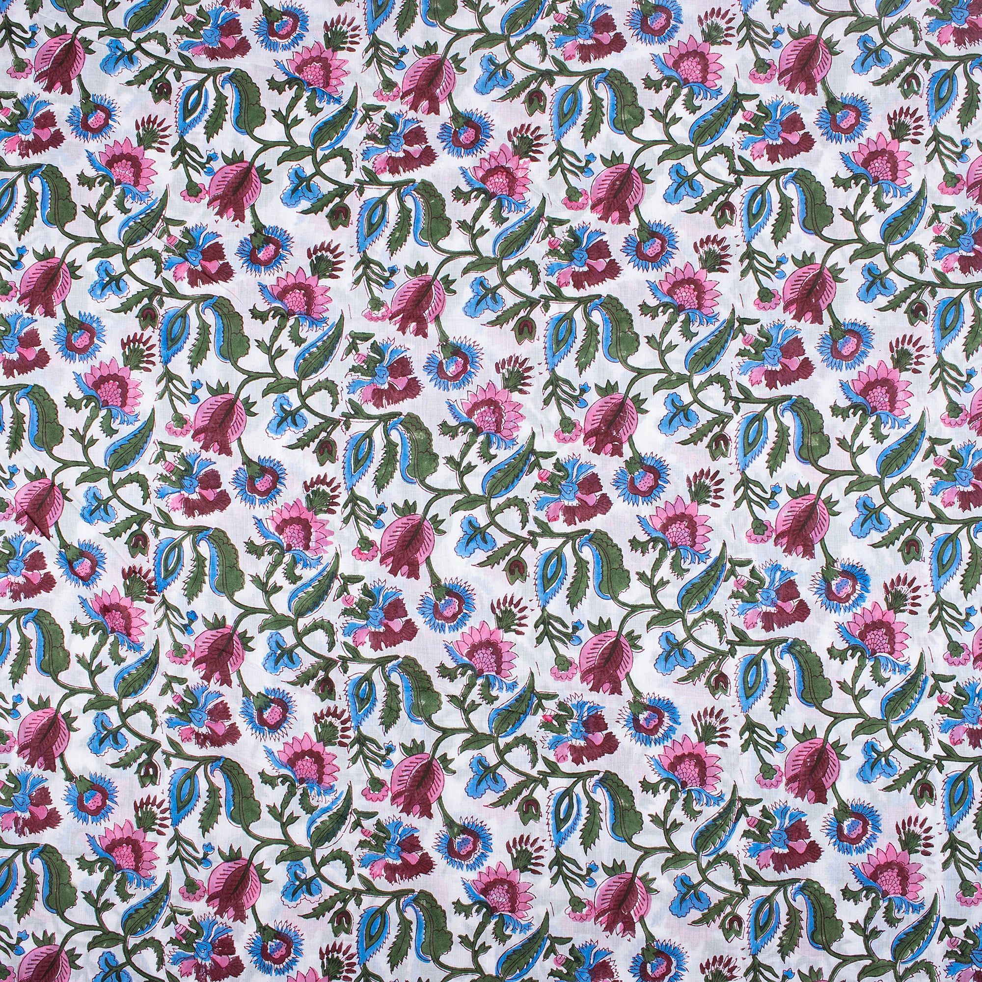 Multicolor Floral Jaipur Block Print Fabric