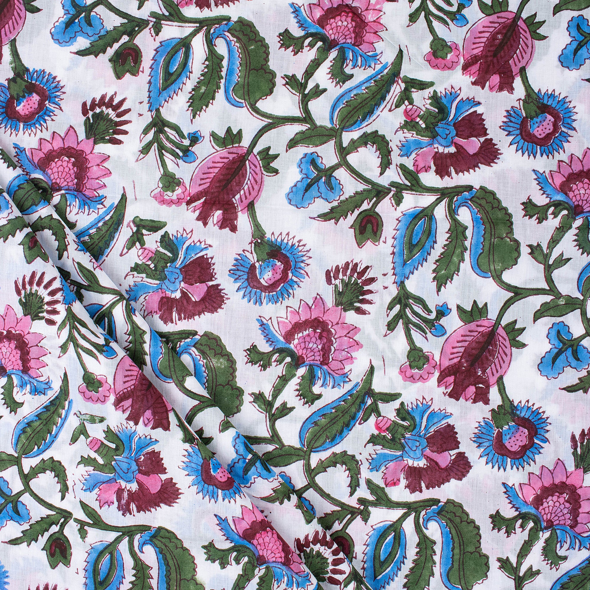 Multicolor Floral Jaipur Block Print Fabric