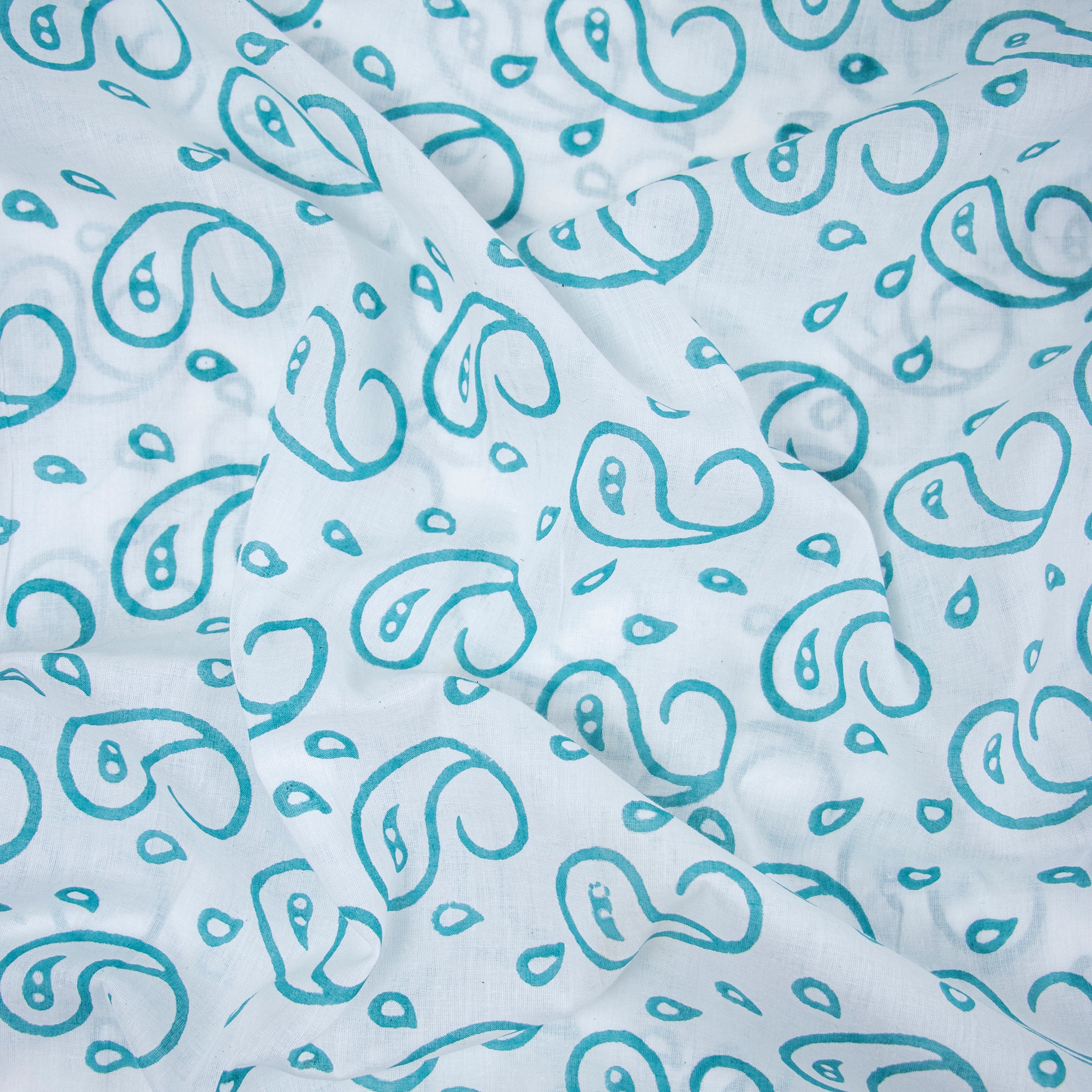 Sky Blue Pure Cotton Fabric Hand Block Printing Jaipur