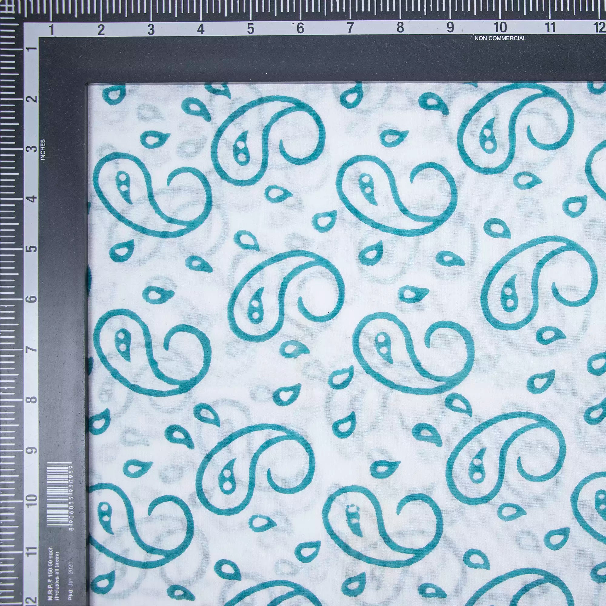 Blue Paisley Hand Block Printed Cotton Fabric