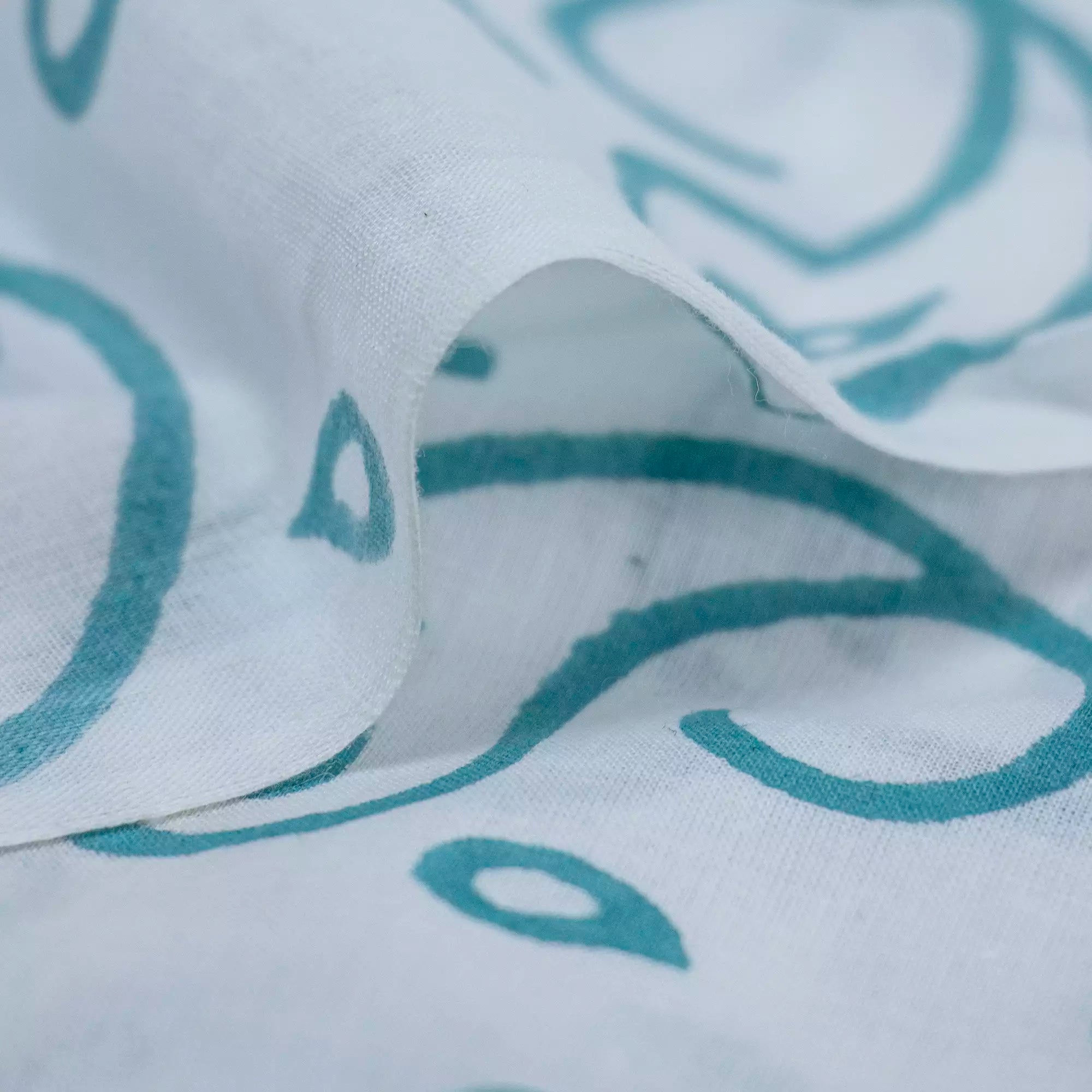 Blue Paisley Hand Block Printed Cotton Fabric