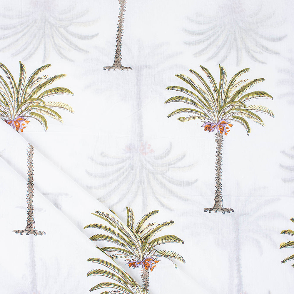 Hand-Dyed Palm Print Soft Cotton Fabric