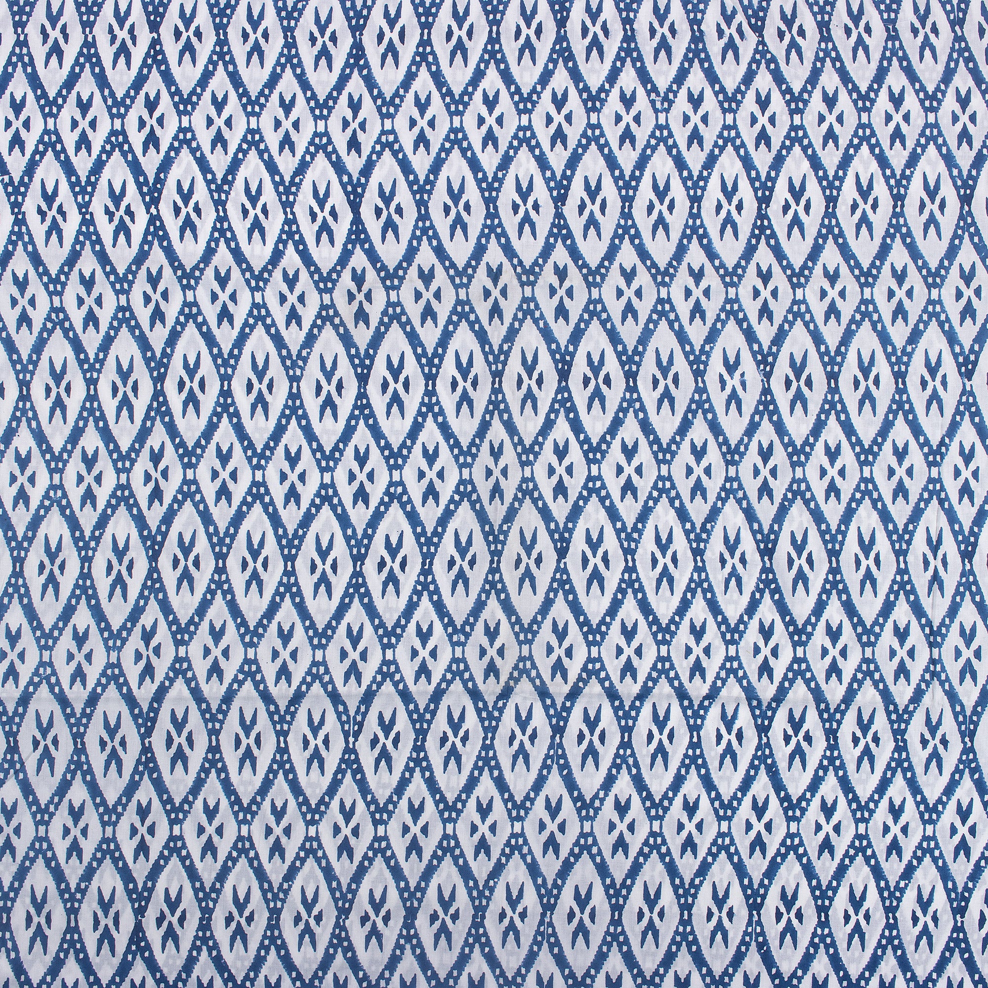 Blue Ikat Print Soft Cotton Fabric for Dress