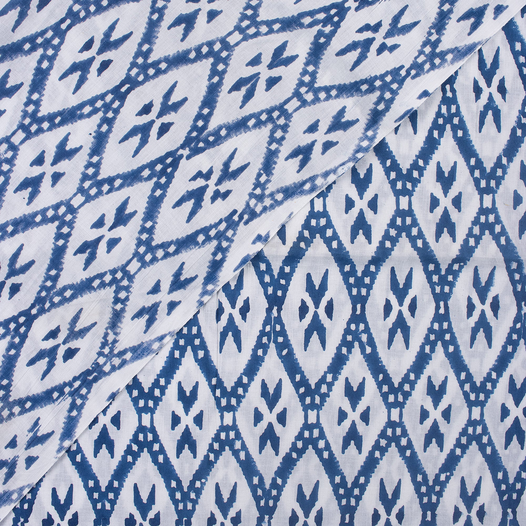 Blue Ikat Print Soft Cotton Fabric for Dress