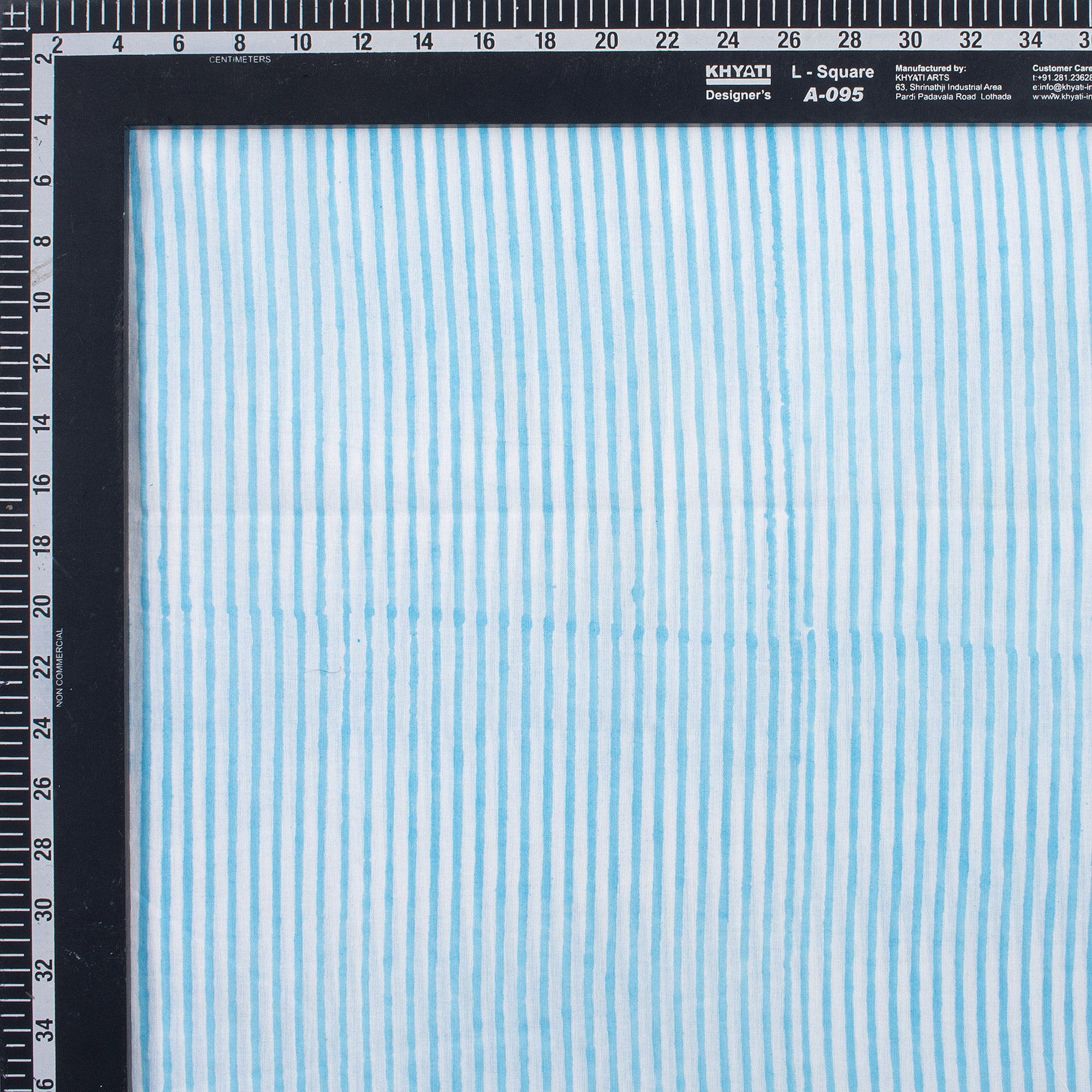Hand Block Printed Blue Stripe Cotton Fabric Online