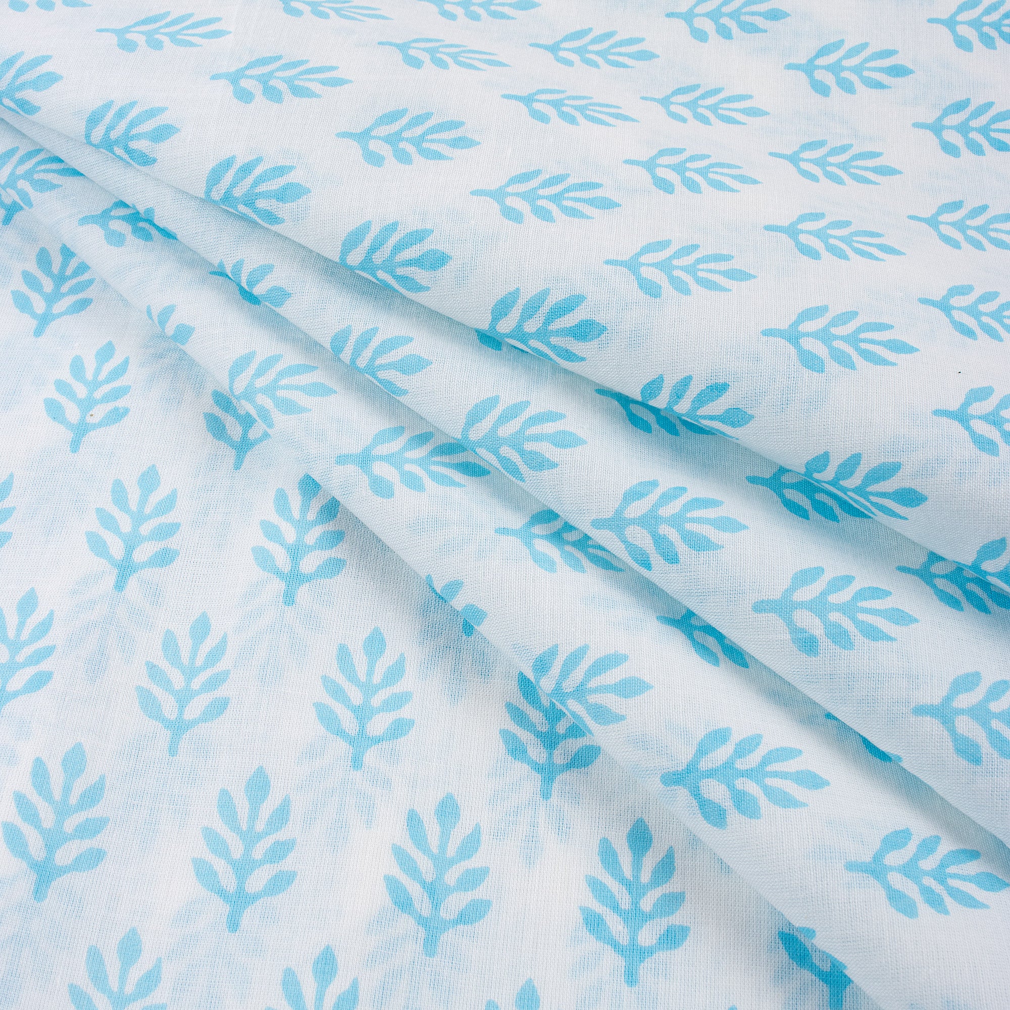 Blue Booti Hand Block Printed Running Fabric