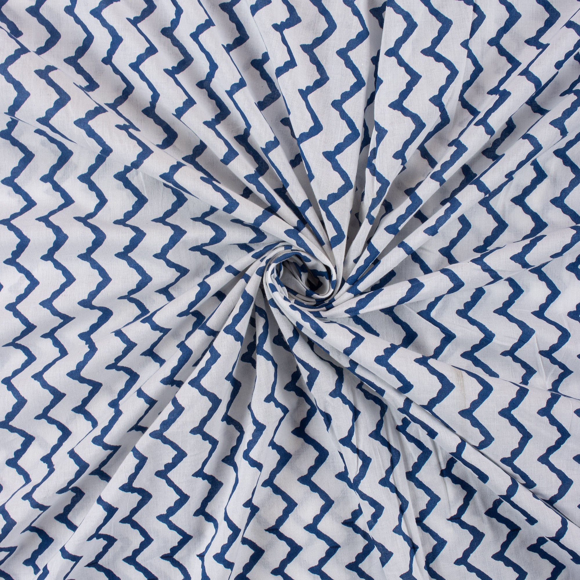 Indian Hand Block Printed ZIg Zag Cotton Fabric
