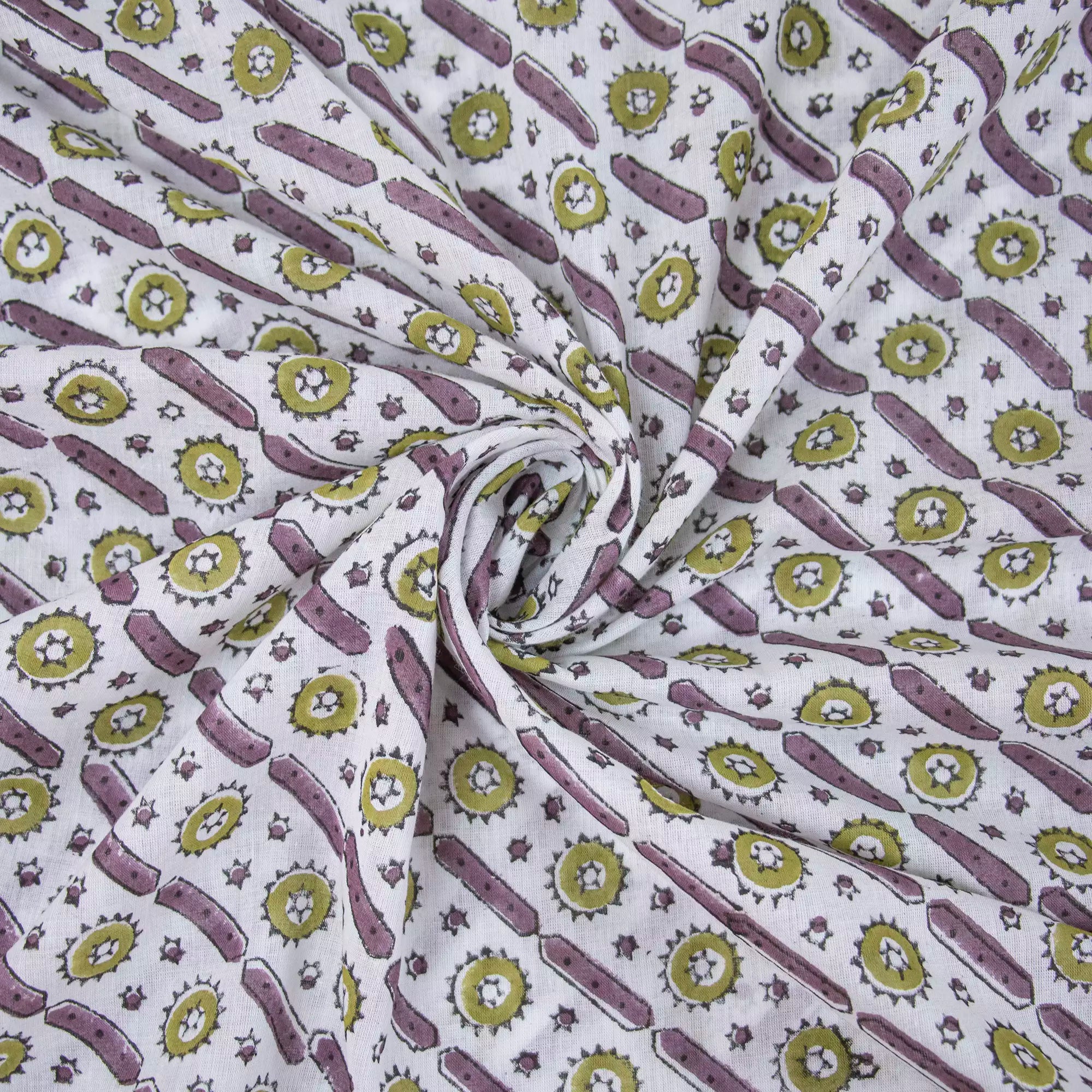 Multicolor Hand Block Printed Pure Cotton Fabric