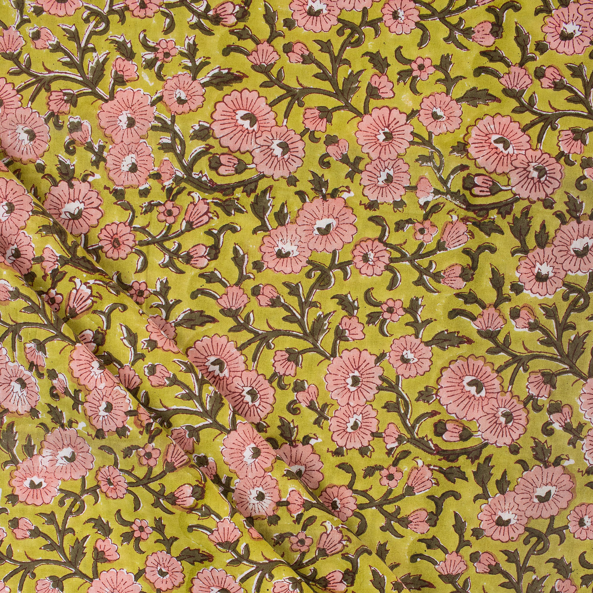 Attractive Floral Hand Block Printed Fabric for Women