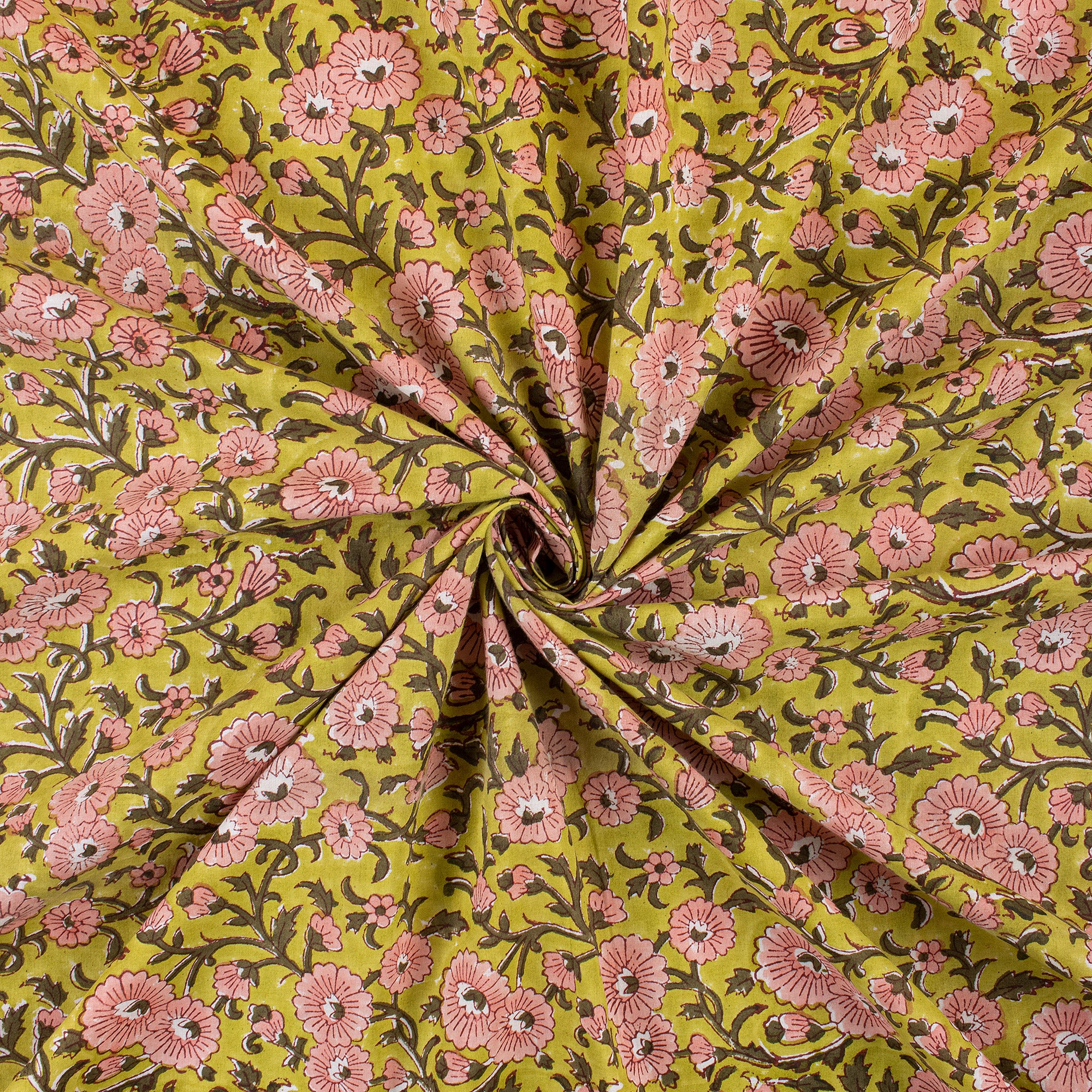 Attractive Floral Hand Block Printed Fabric for Women
