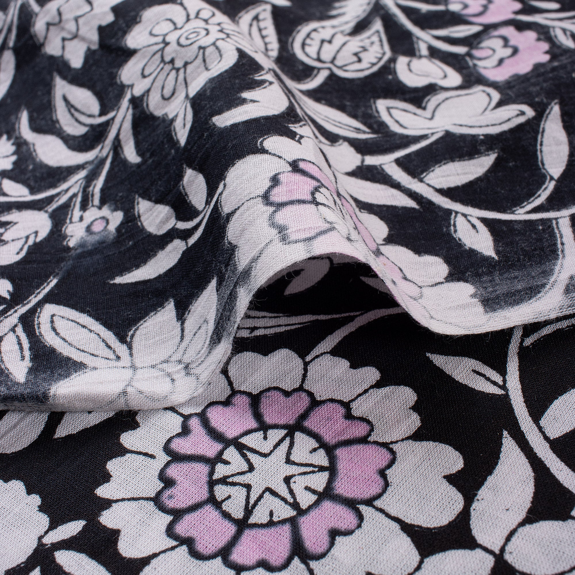 Indian Floral Hand Printed Cotton Fabric for Dress