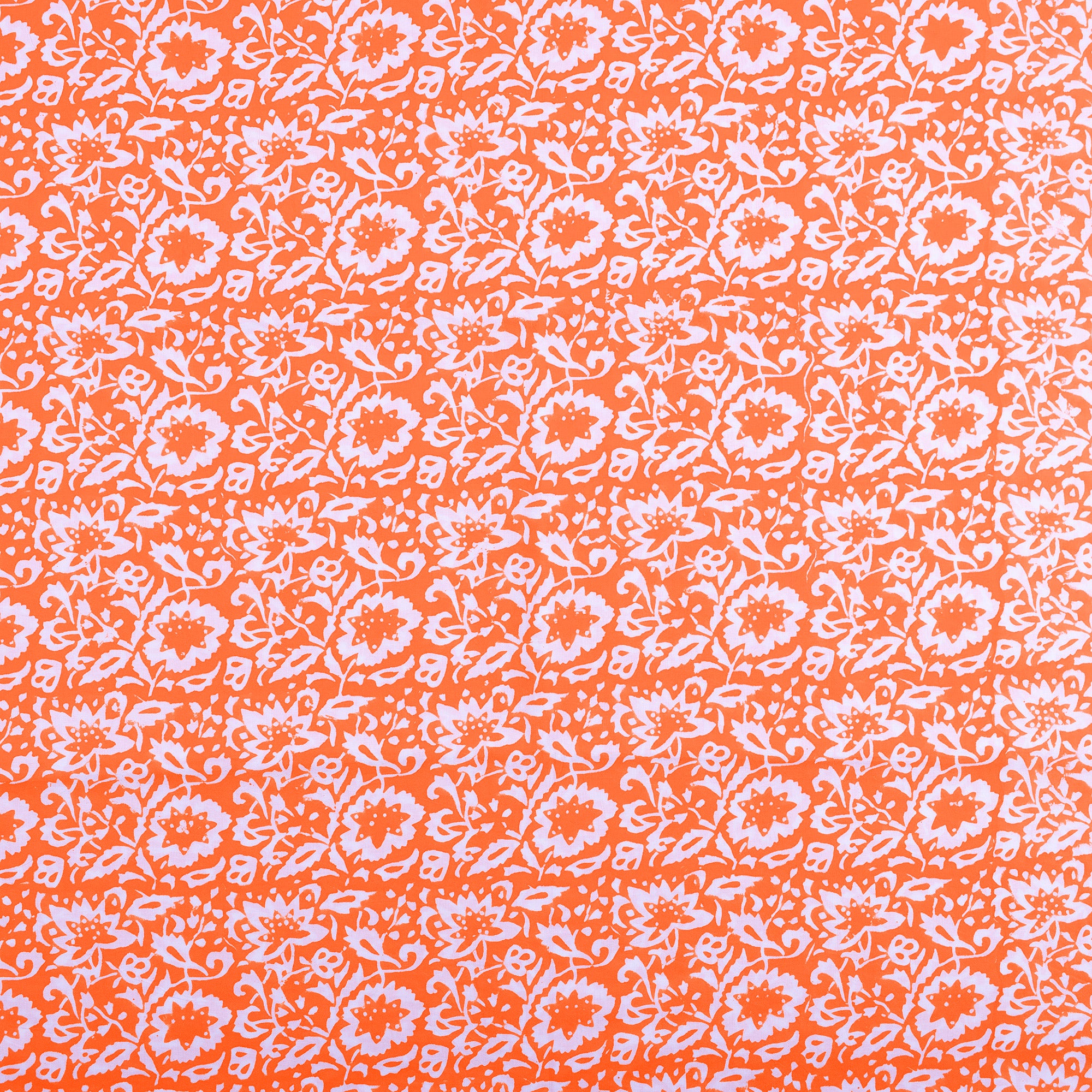 New Floral Printed Handmade Orange Fabric