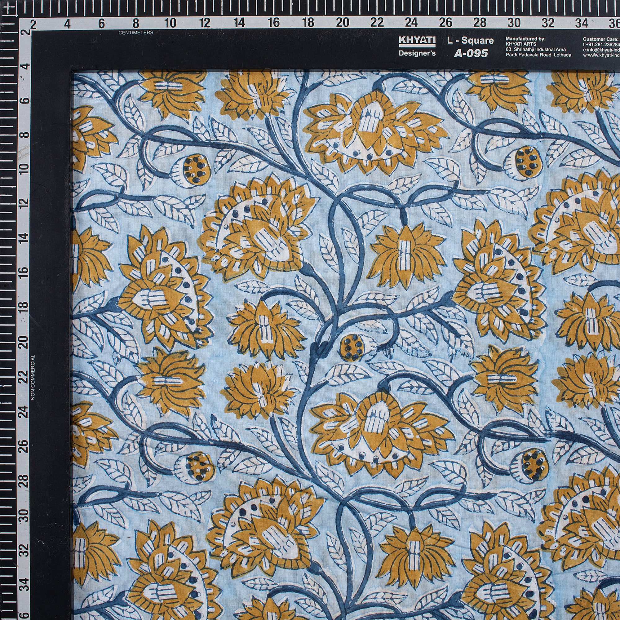 Organic Cotton Floral Jaal Hand Block Printed Fabric