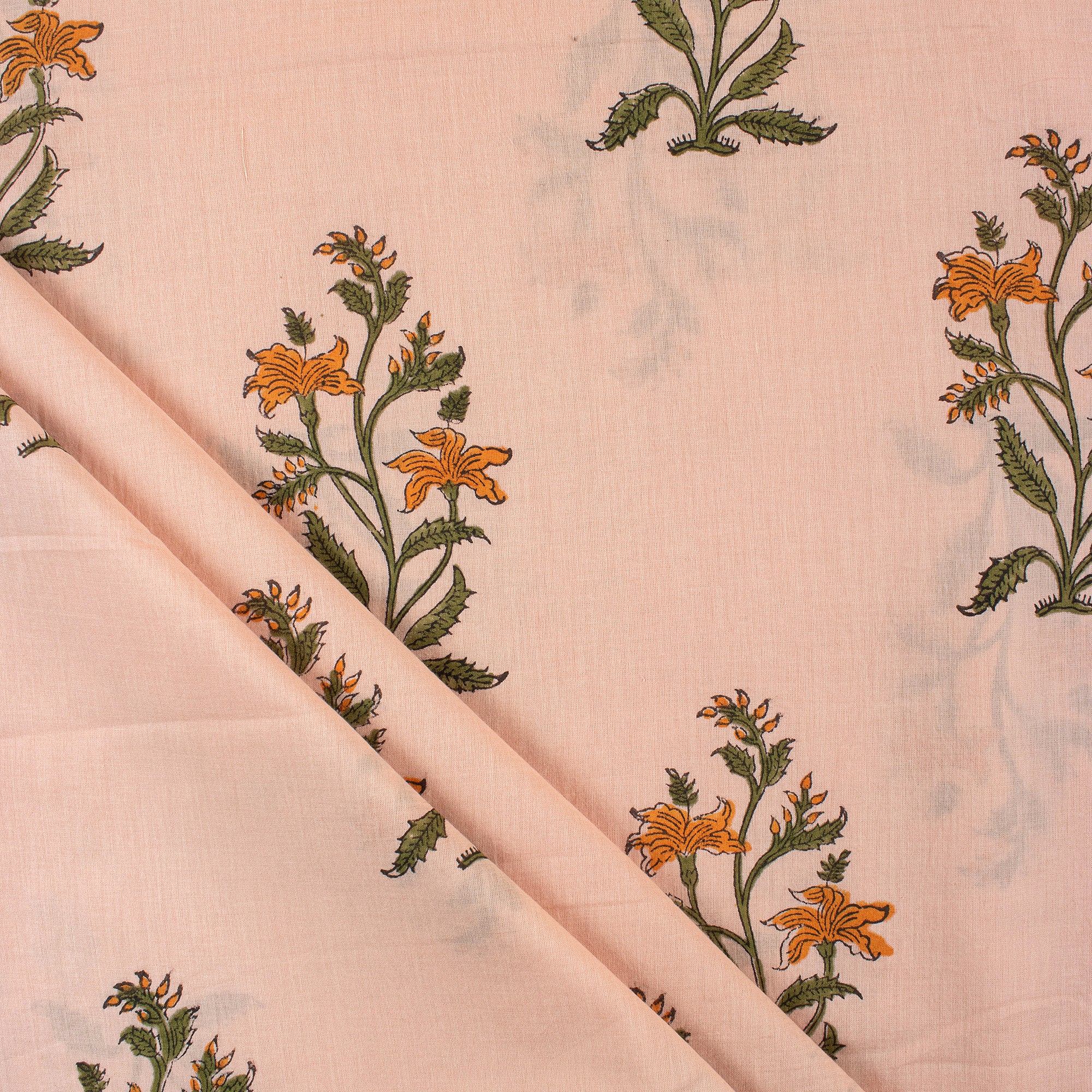 Pure Cotton Hand Block boota Printed Indian Fabric