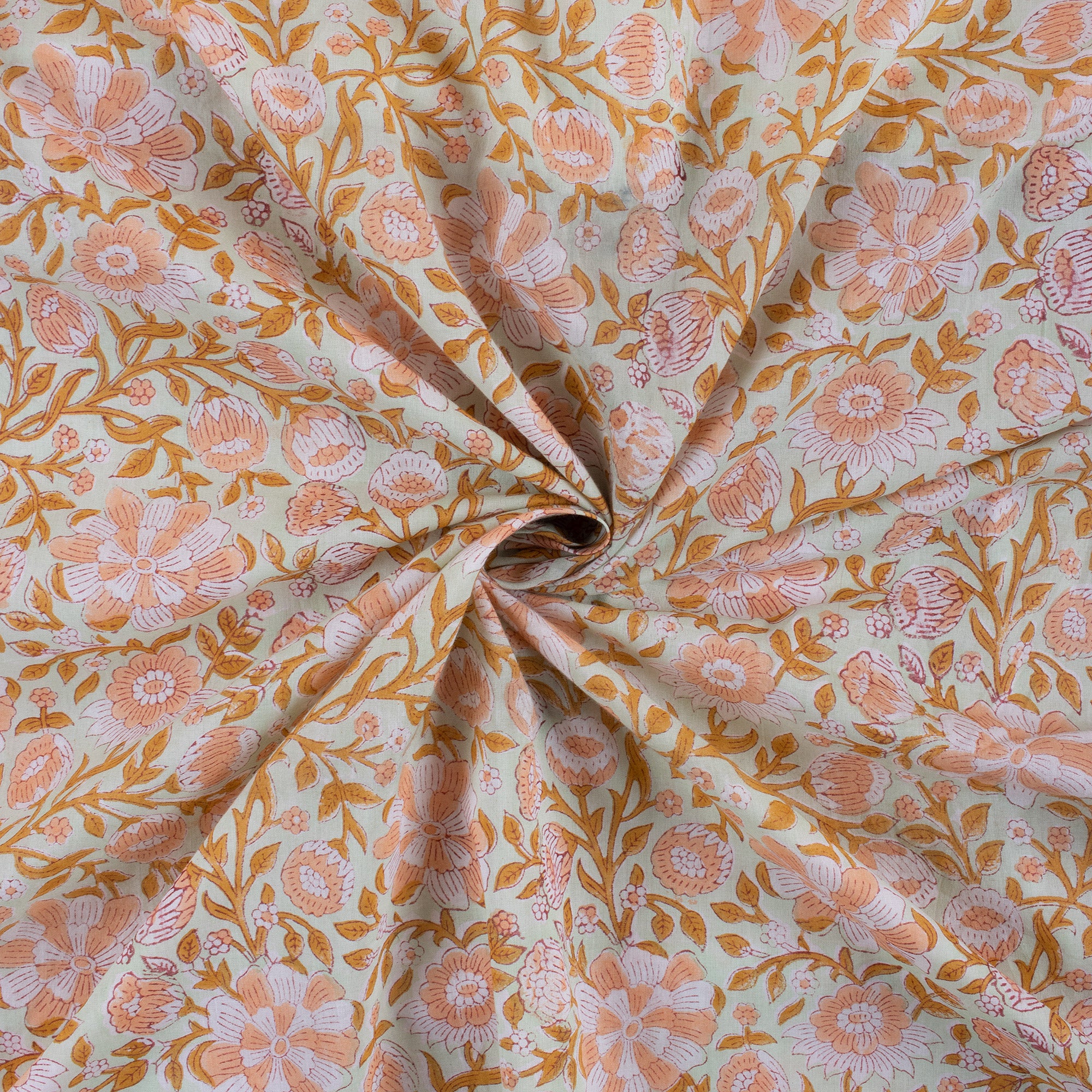 Trendy Hand Block Printed Pink Floral Cotton Fabric