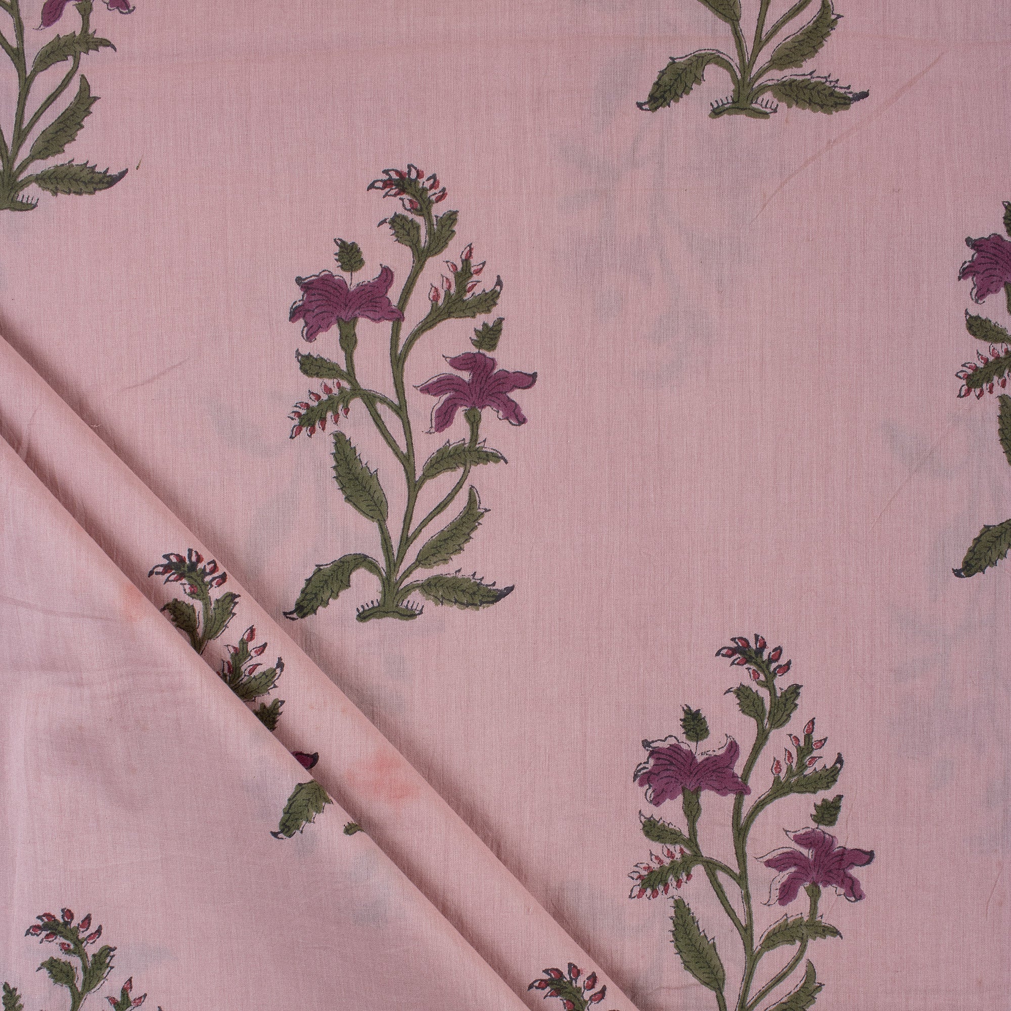 Best Hand Block Printed Red Floral Fabric for Dress