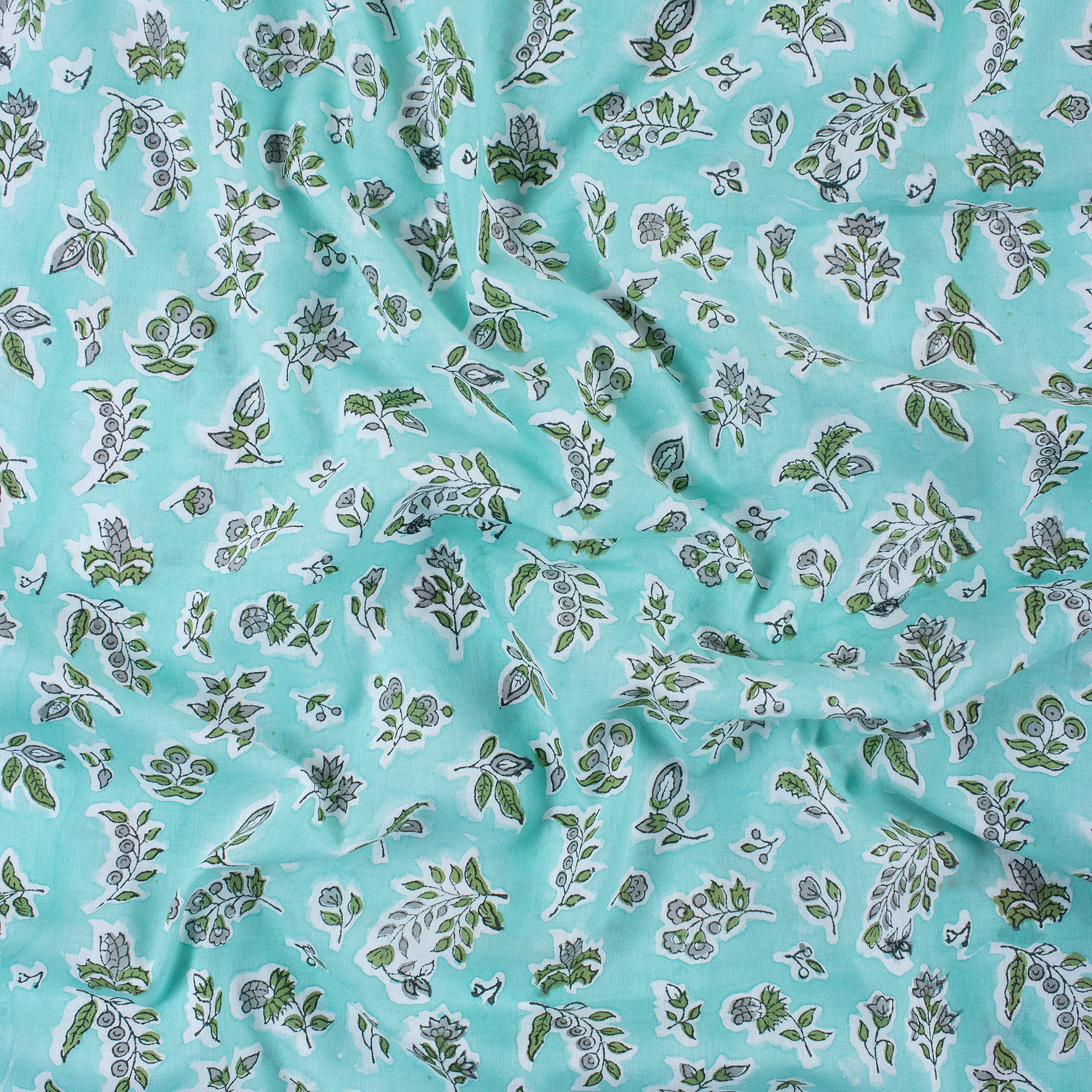 Leaf Indian Hand Block Printed Fabric by Yard