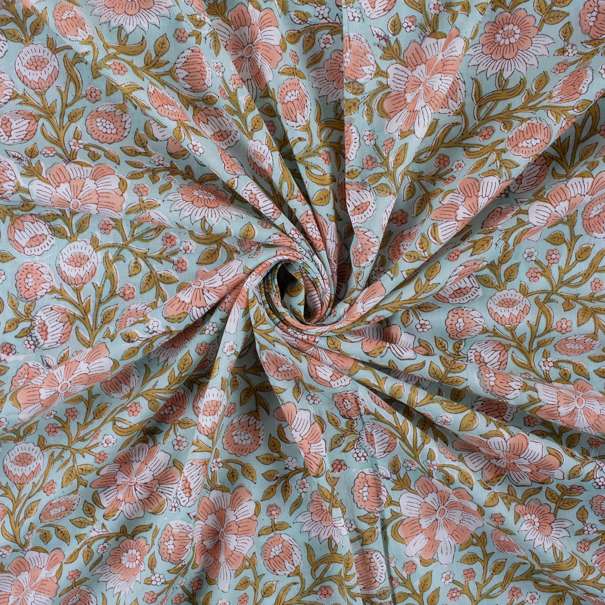 Multi Floral Handmde Printed Cotton Fabric