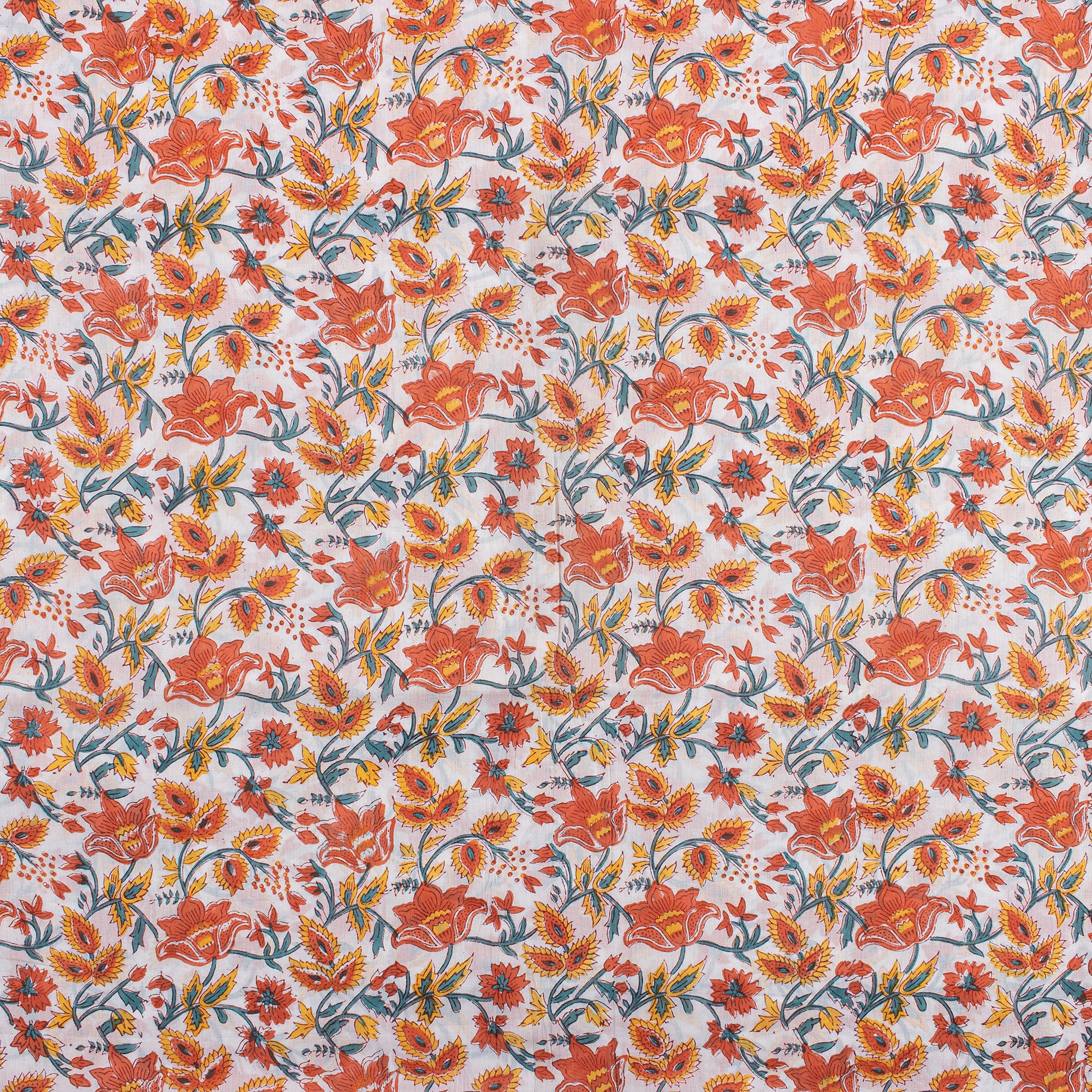 Premium Floral Hand Block Printed Pure Cotton Fabric