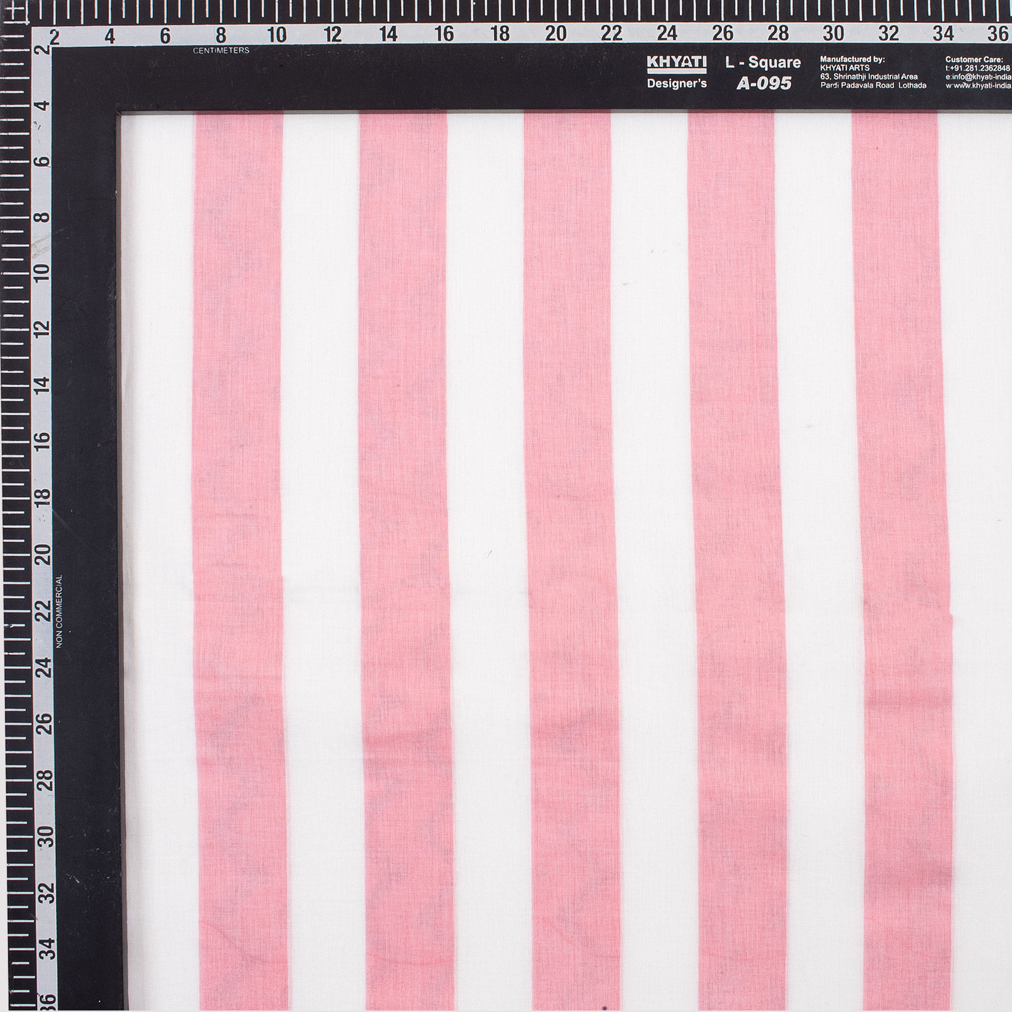 Indian Pink Stripe Hand Block Printed Running Fabric