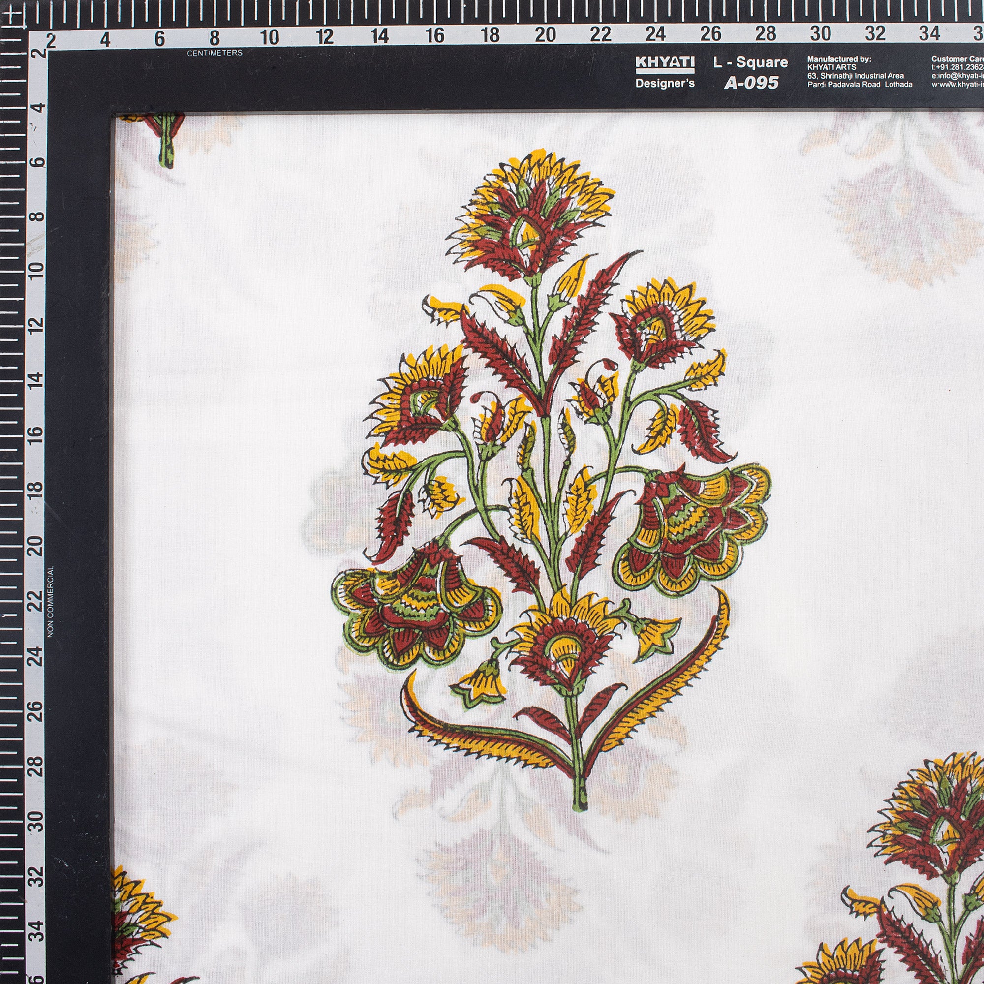 Red Boota Hand Block Printed Fabric