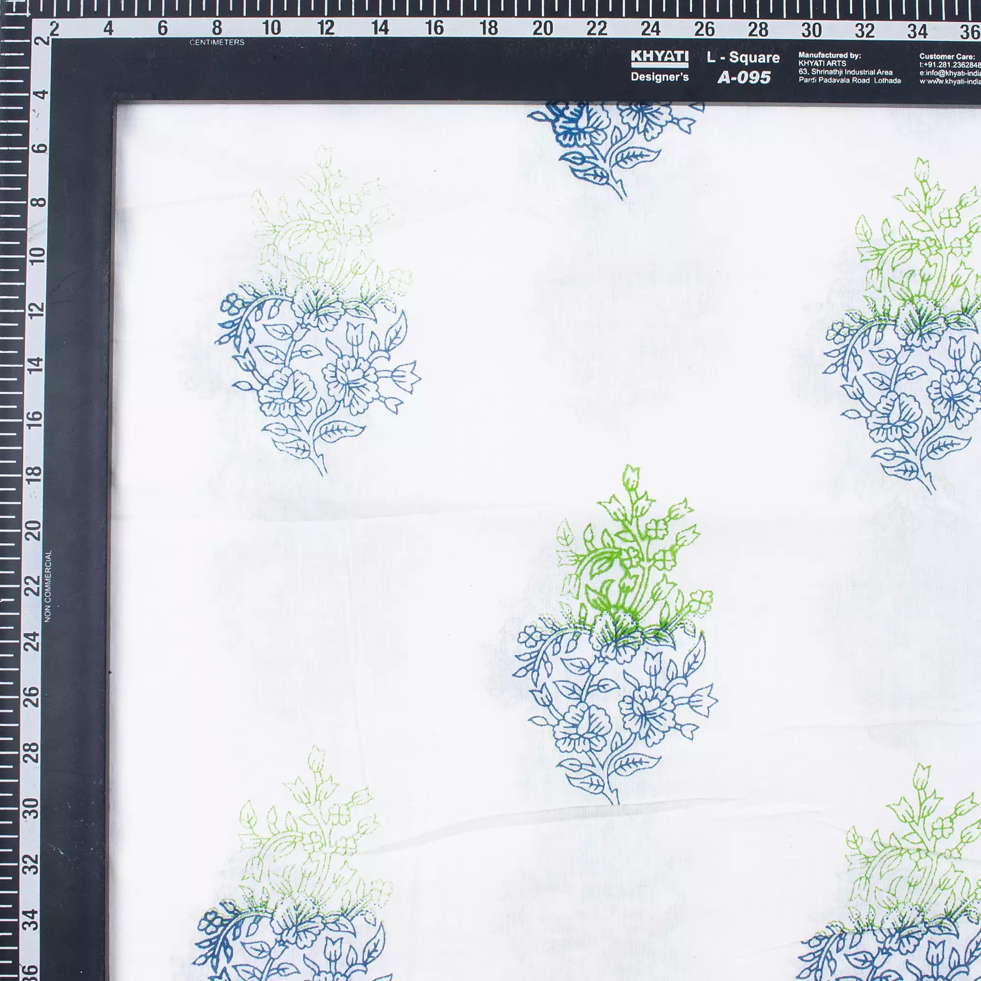 Quality Blue Floral Hand Block Printed Fabric