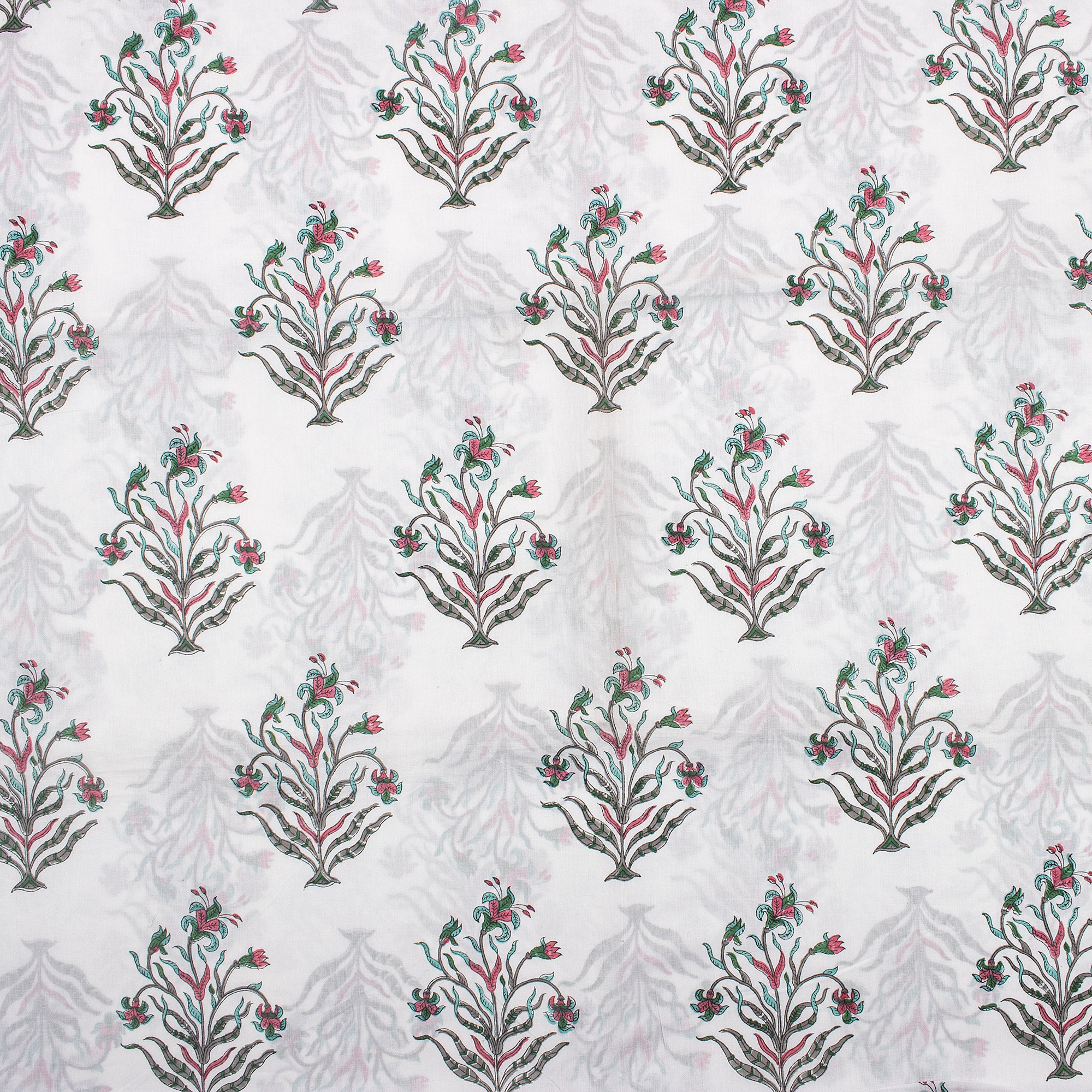 Pure Cotton Green Hand Block Printed Fabric