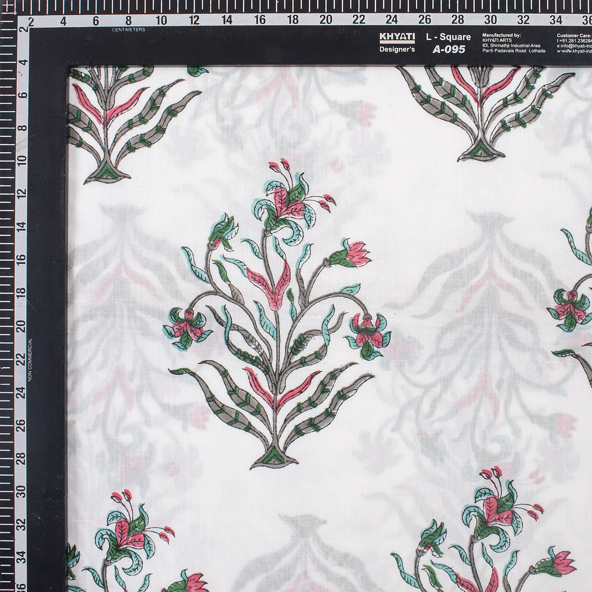 Pure Cotton Green Hand Block Printed Fabric