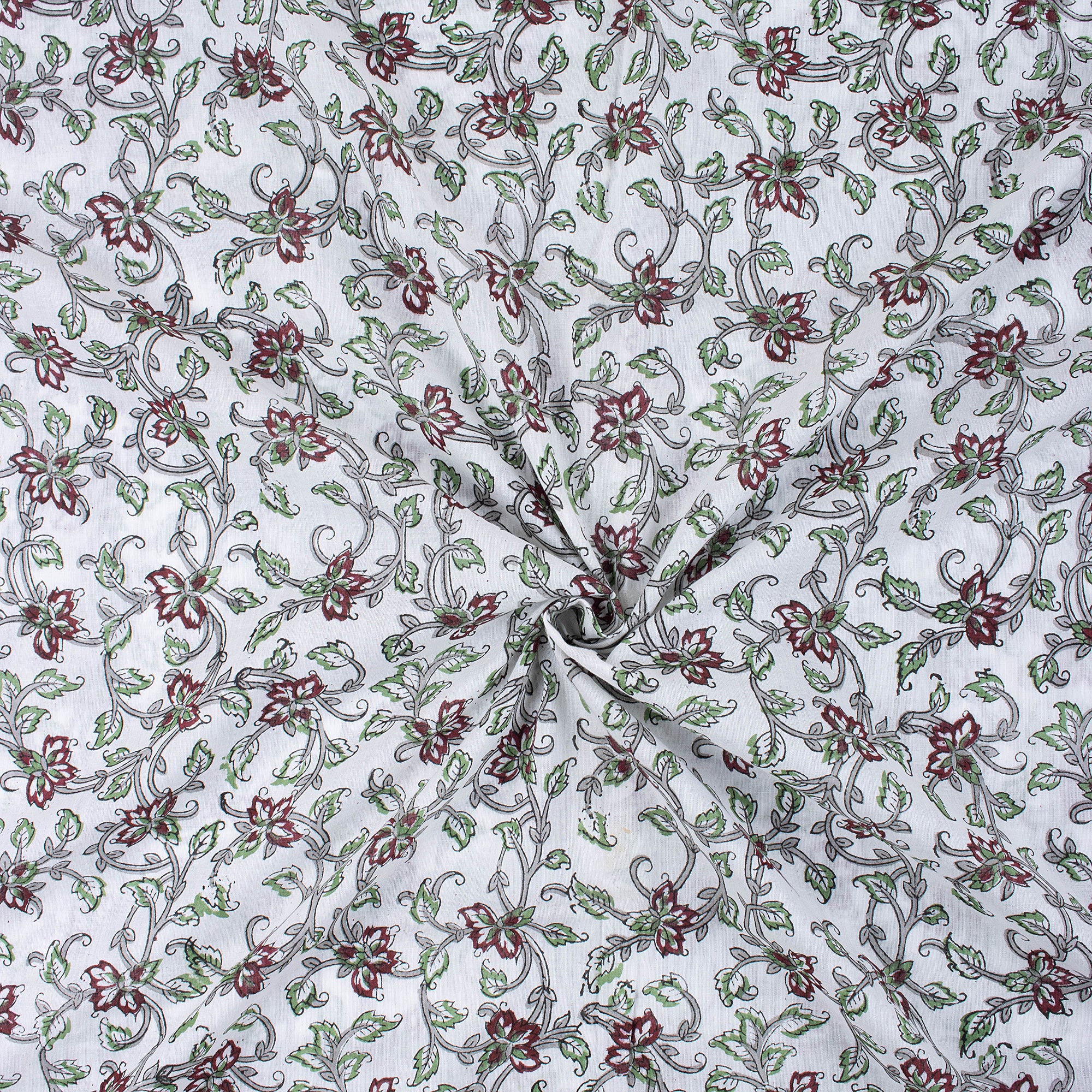 Sky Blue Floral Printed Jaipur Cotton Fabric