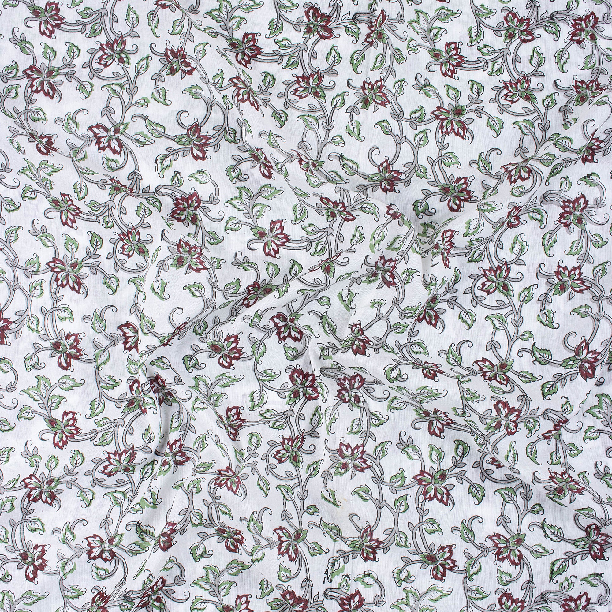 Sky Blue Floral Printed Jaipur Cotton Fabric