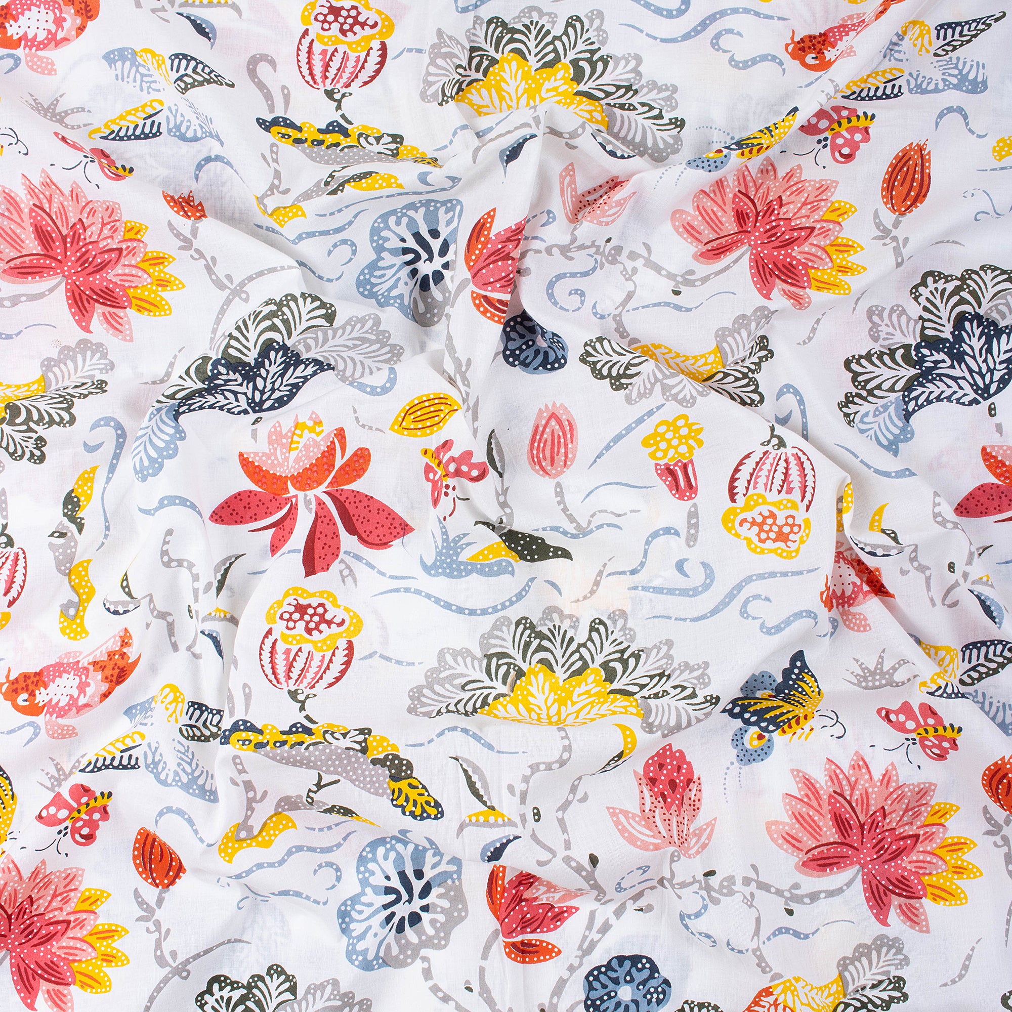 Multicolor Floral Rajasthani Print Fabric