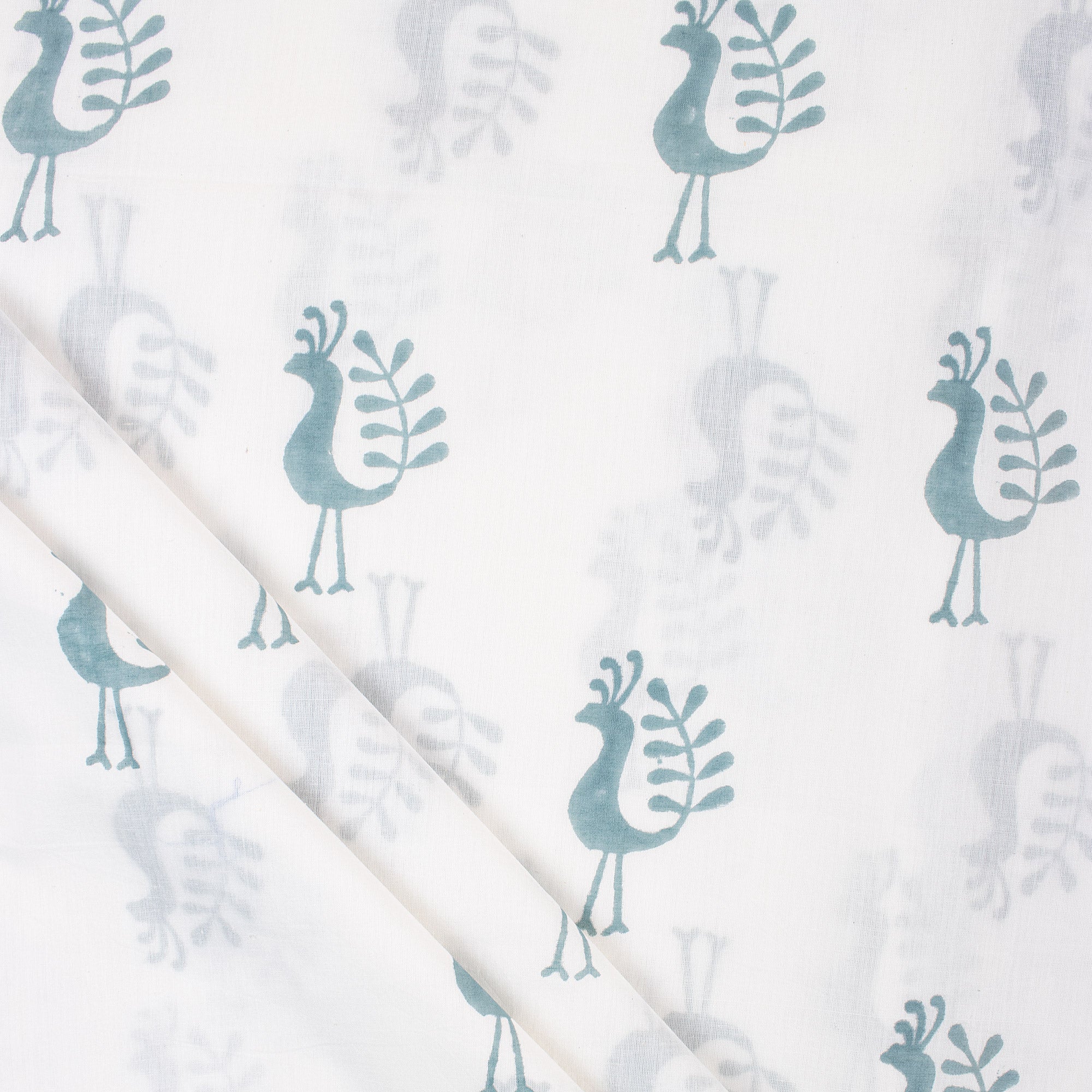 Blue Peacock Handmade Cotton Fabric