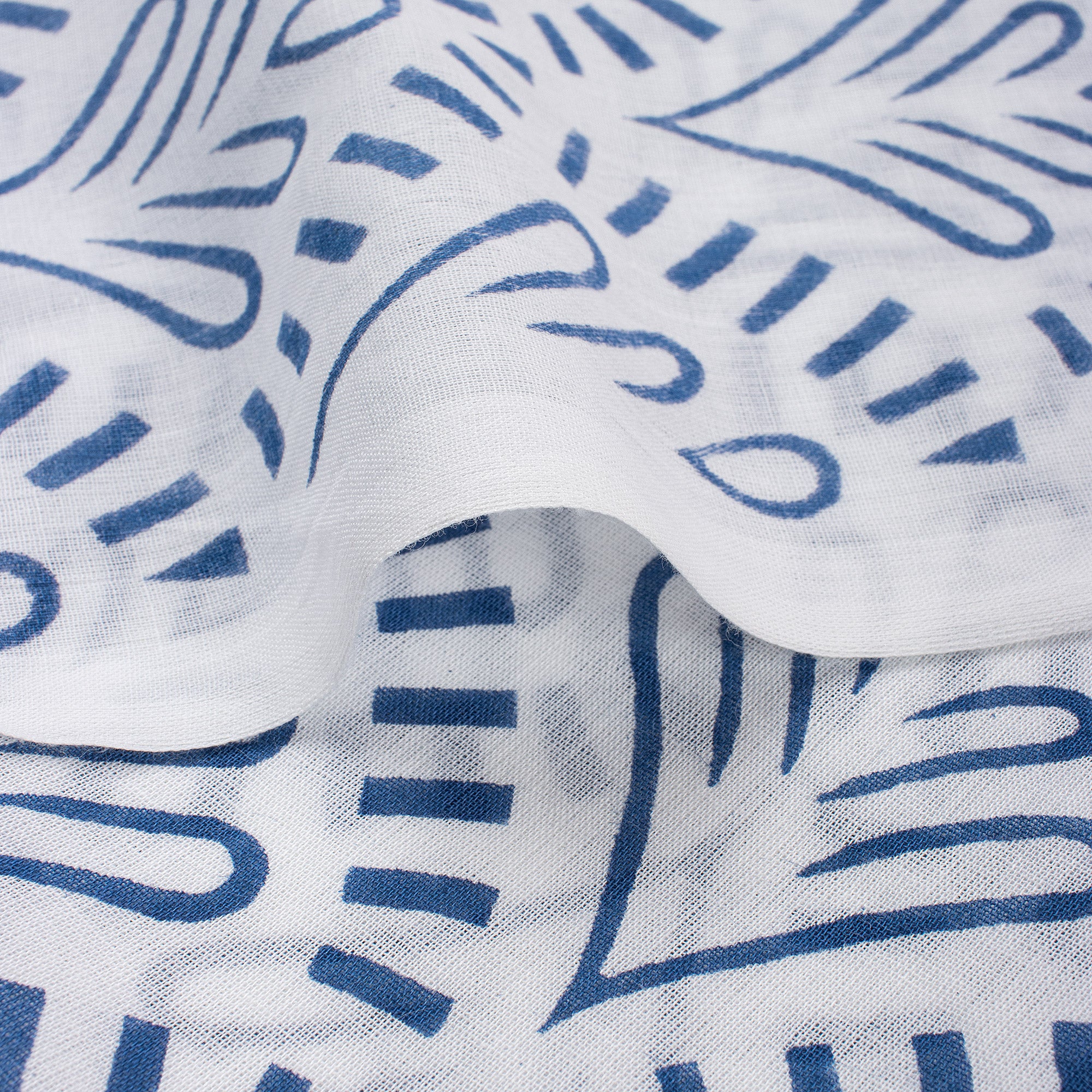Blue Leaf Hand Block Printed Cotton Fabric