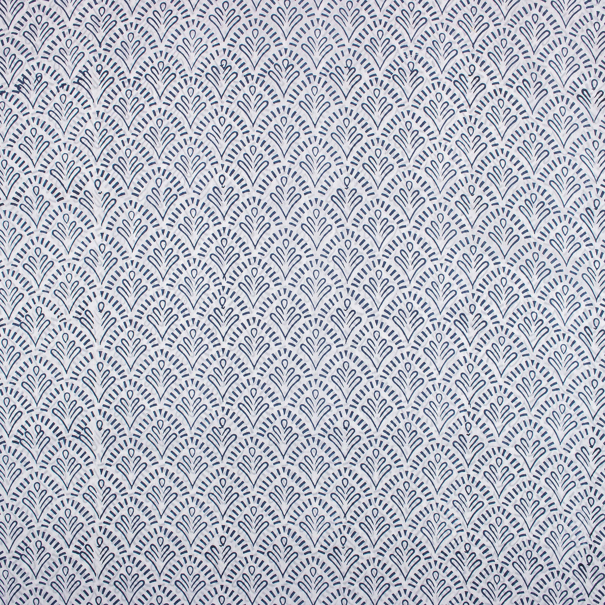 Blue Leaf Hand Block Printed Fabric