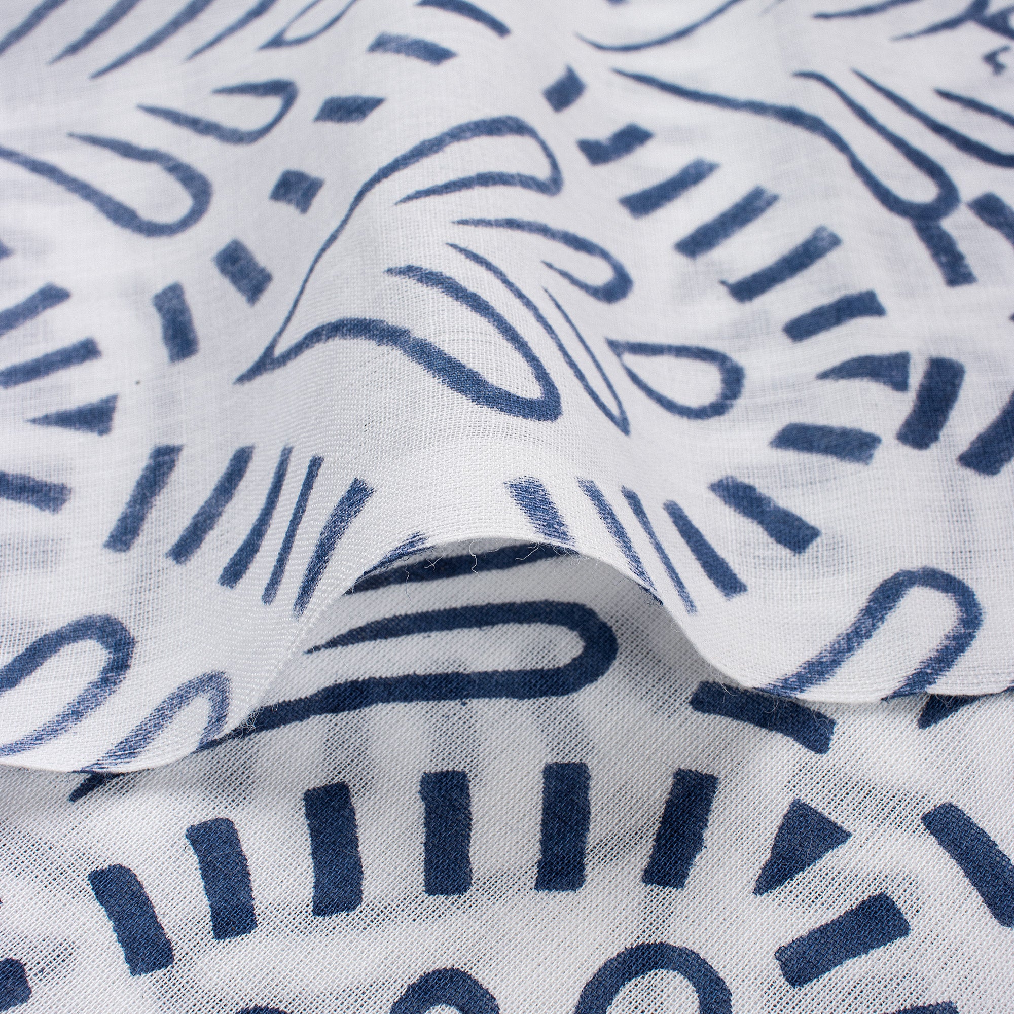 Blue Leaf Hand Block Printed Fabric
