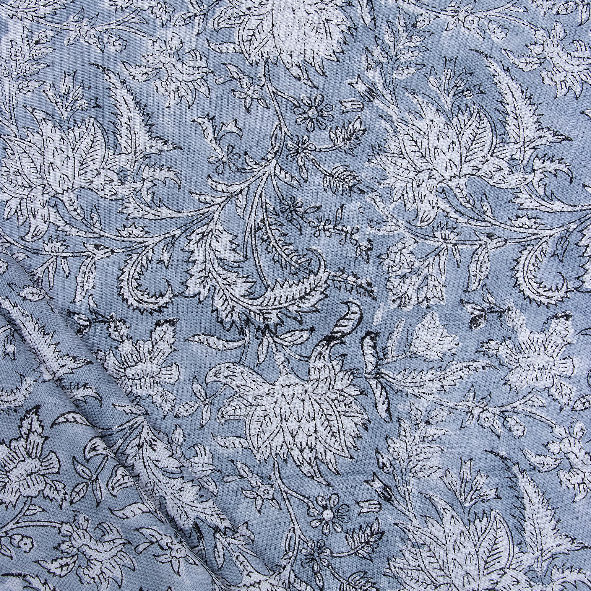 Block Leaf Print Pure Cotton Fabric