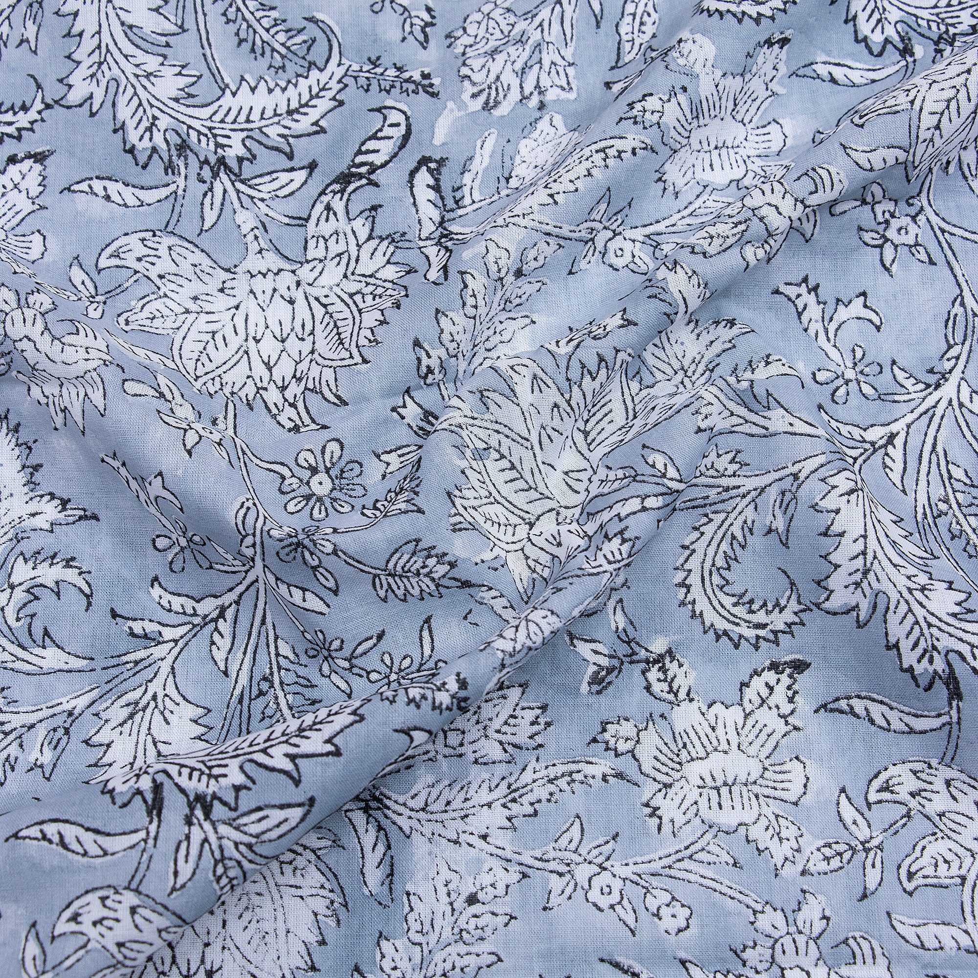 Block Leaf Print Pure Cotton Fabric