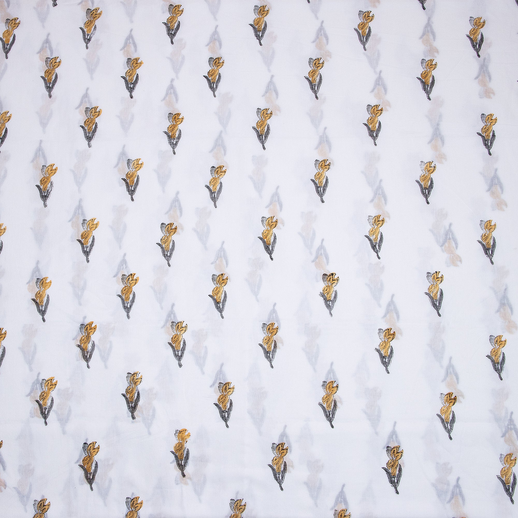 Yellow Floral Print Cotton Running Material