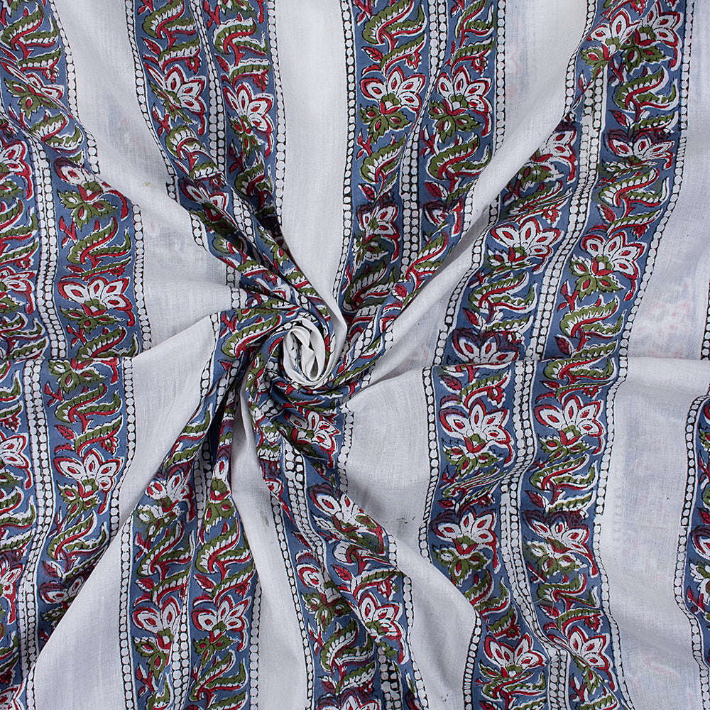 Handmade Stripe Printed Pure Cotton Fabric