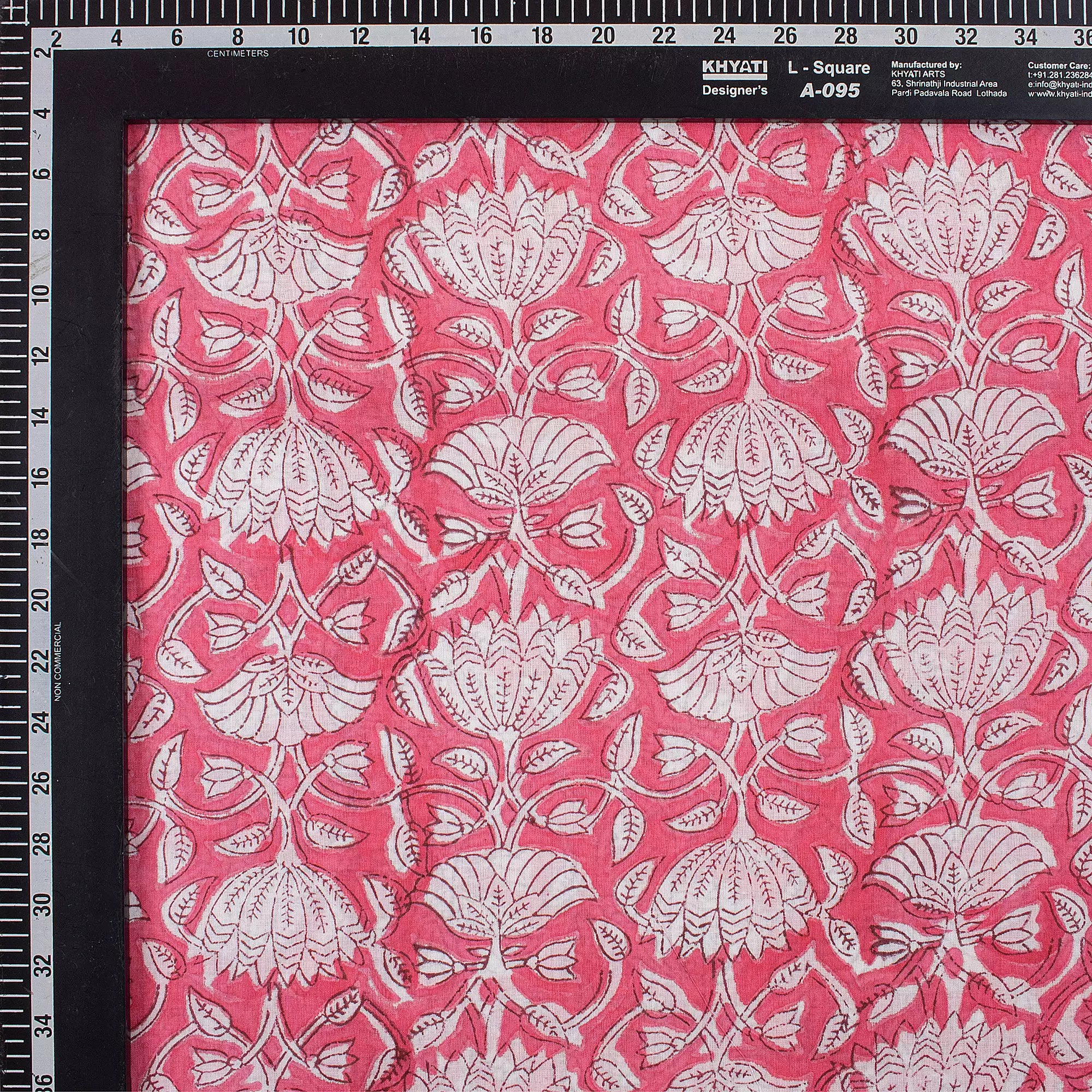Indian Red Floral Hand Block Printed Fabric