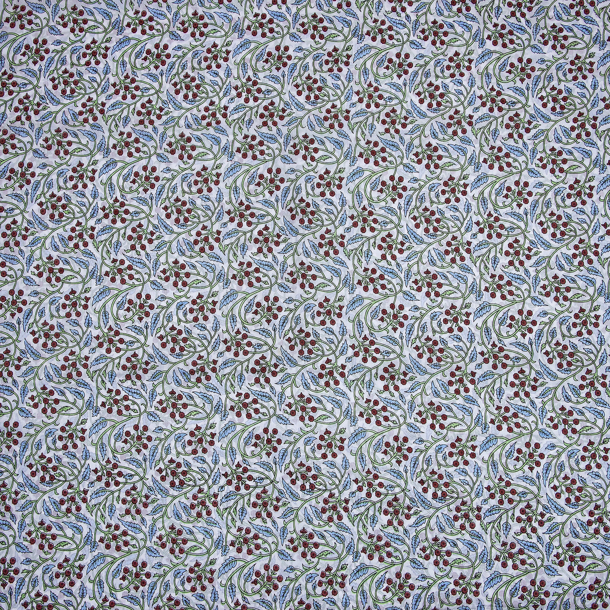 Red Floral Cotton Hand Block Print Fabric