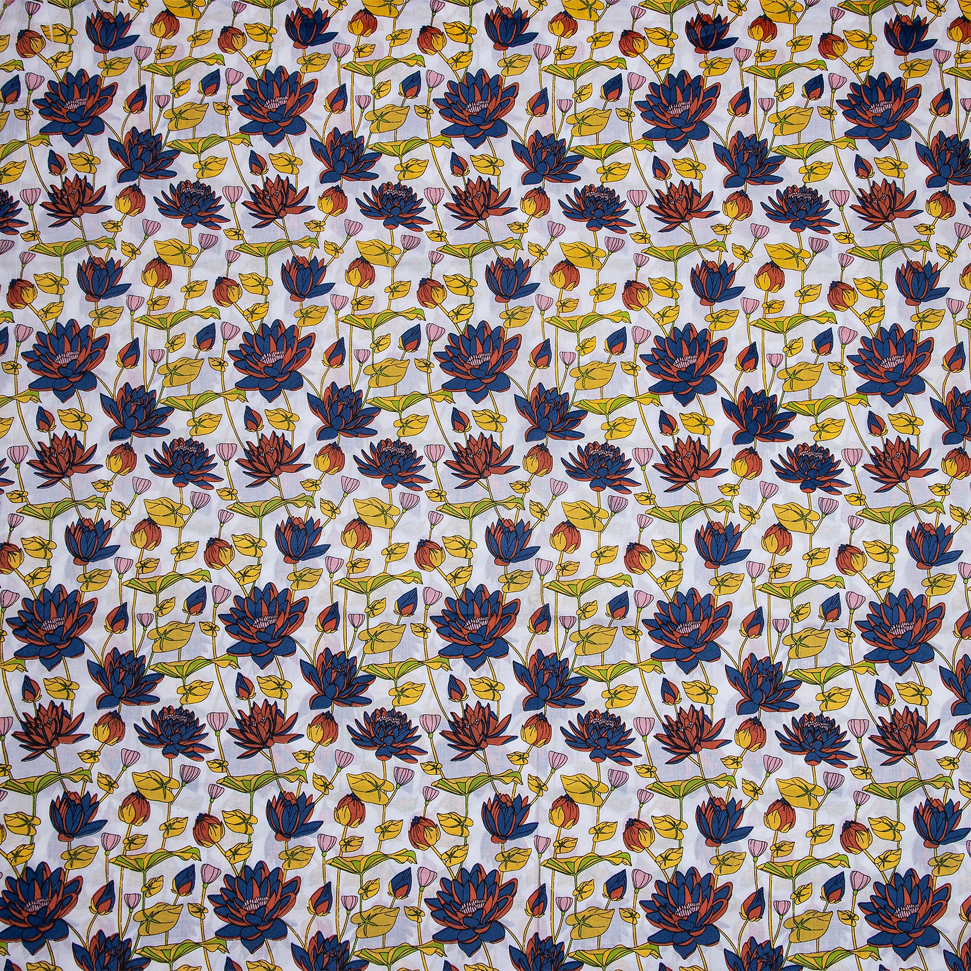 Yellow Floral Print Cotton Fabric