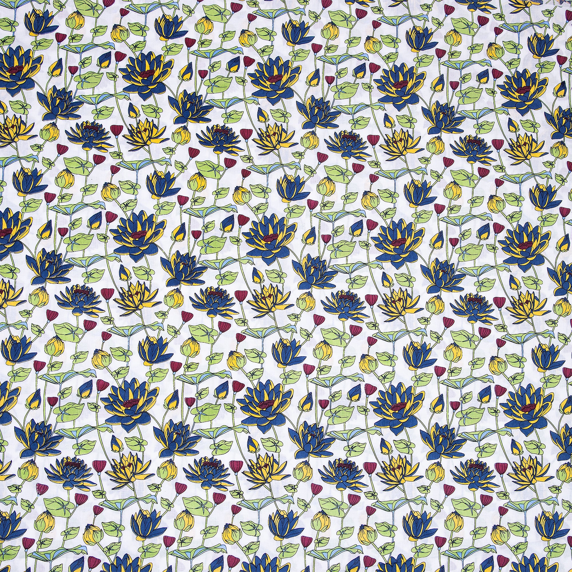 Green Running Cotton Hand Block Print Fabric
