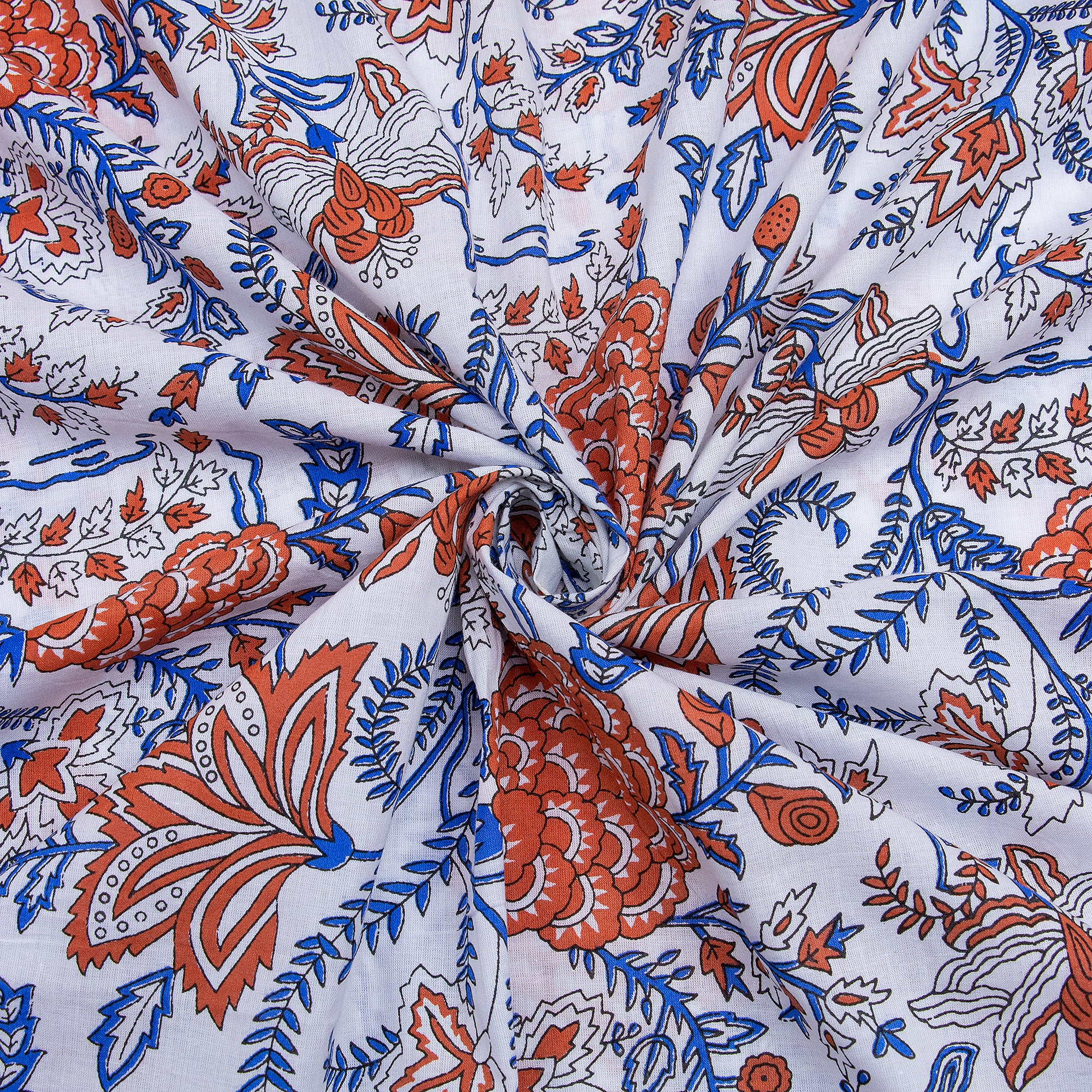 Red Floral Print Jaipur Cotton Material