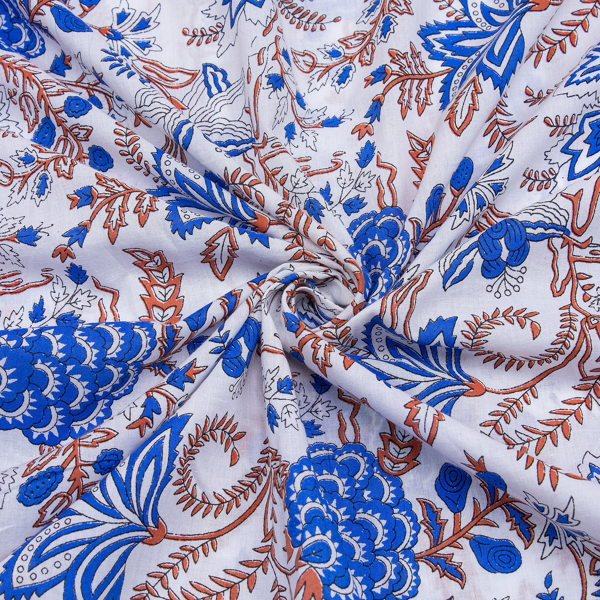 Multicolor Floral Block Print Fabric Design