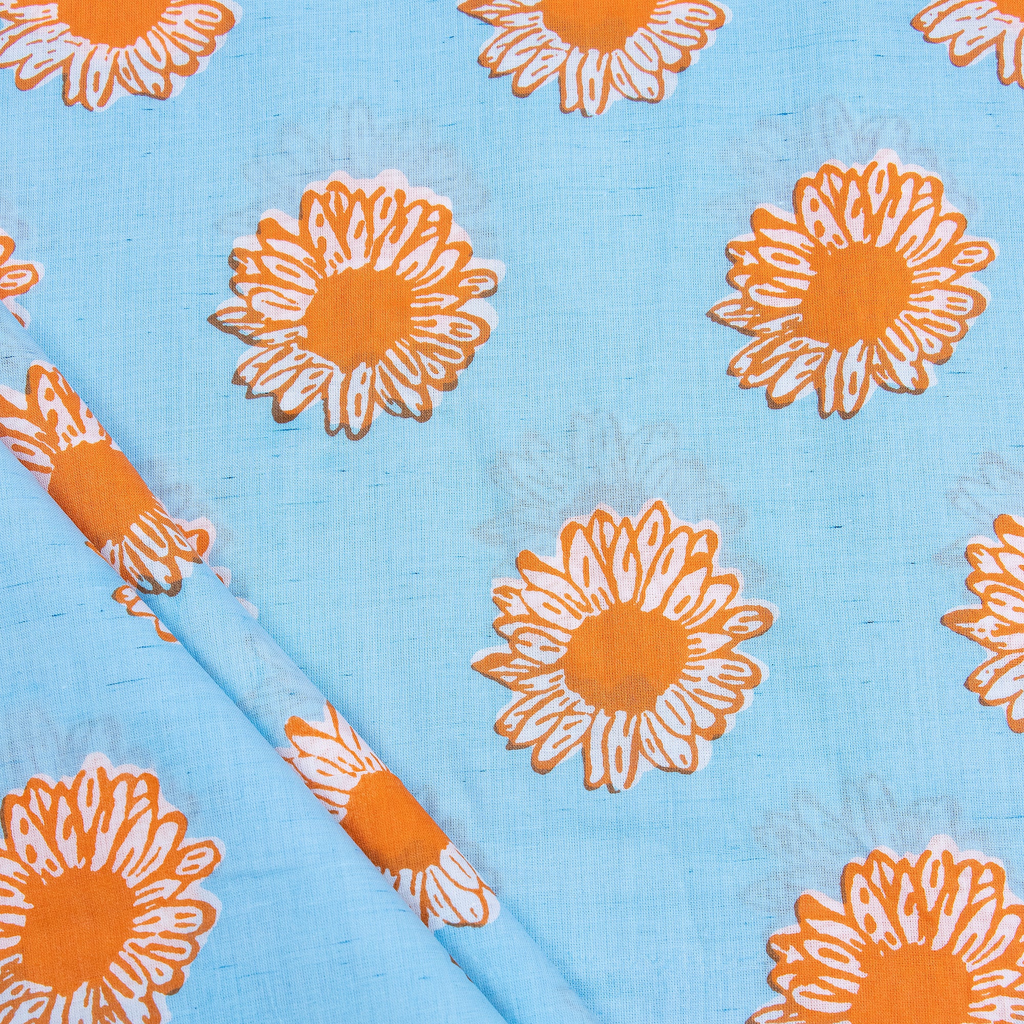 Pink Sun Flower Jaipur Block Print Fabric