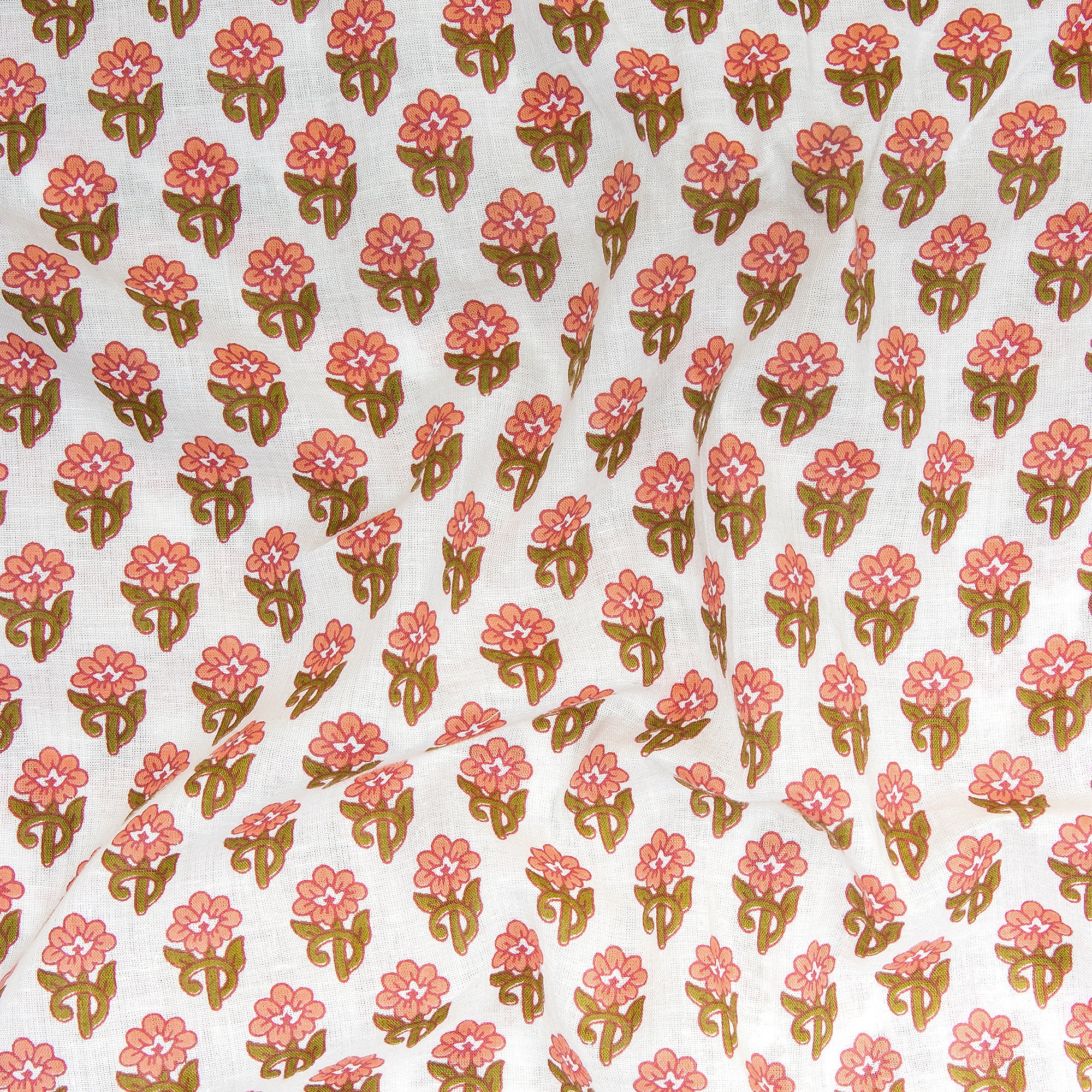 Best Pink Floral Pure Cotton Block Print Fabric