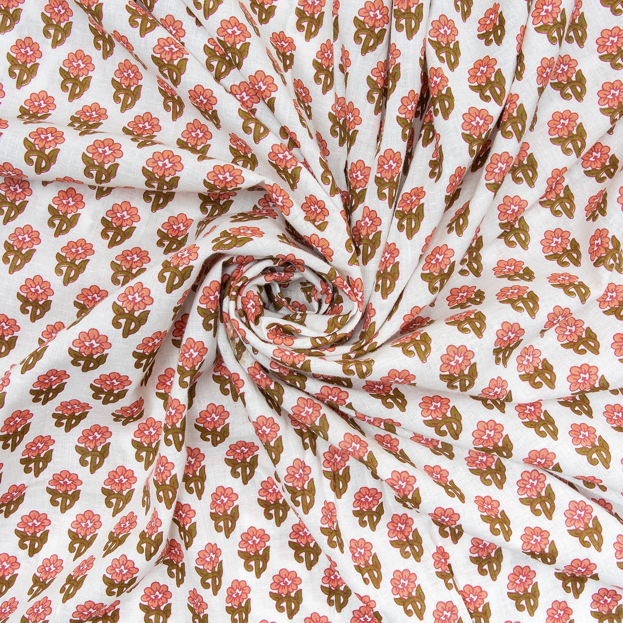 Best Pink Floral Pure Cotton Block Print Fabric